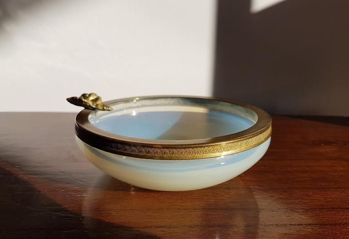 Pre 1970s Italian Murano Opaline And Brass Ormulu 6 Pc Set, Att. To Fratelli Toso    Labelled photo buy