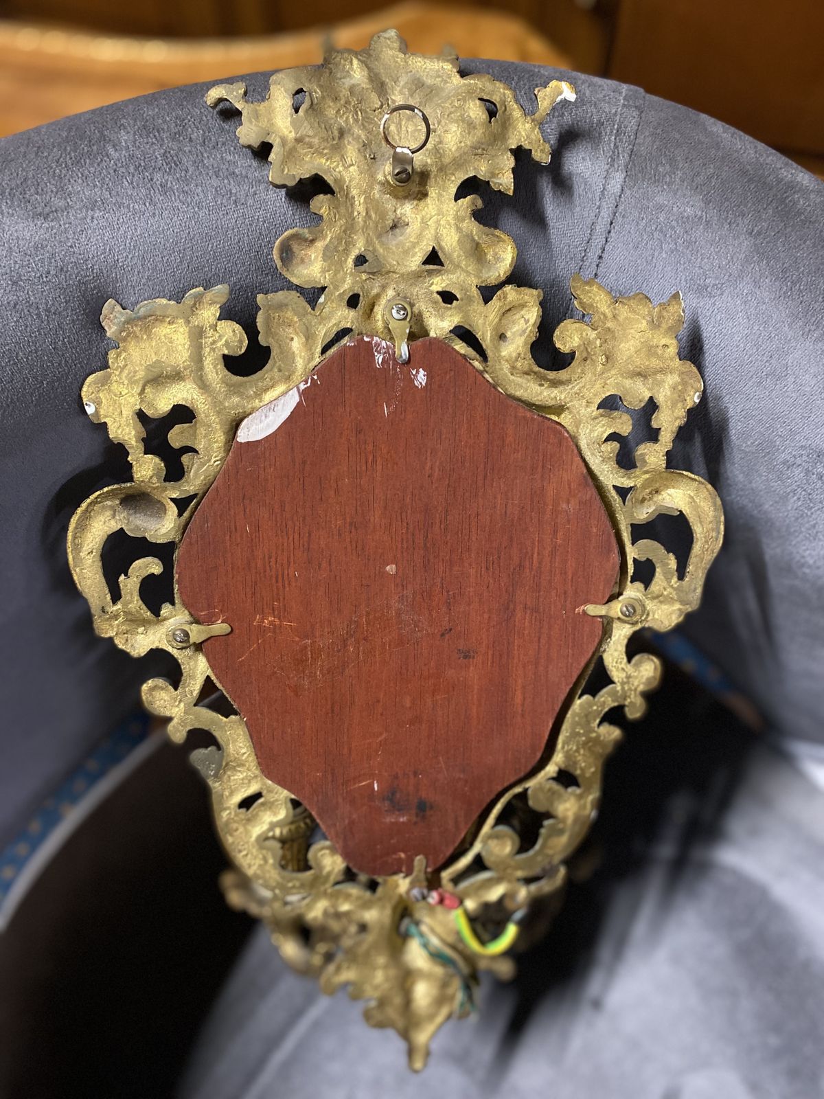 Pair Of Ornate Vintage Light Fittings With Mirrors photo buy