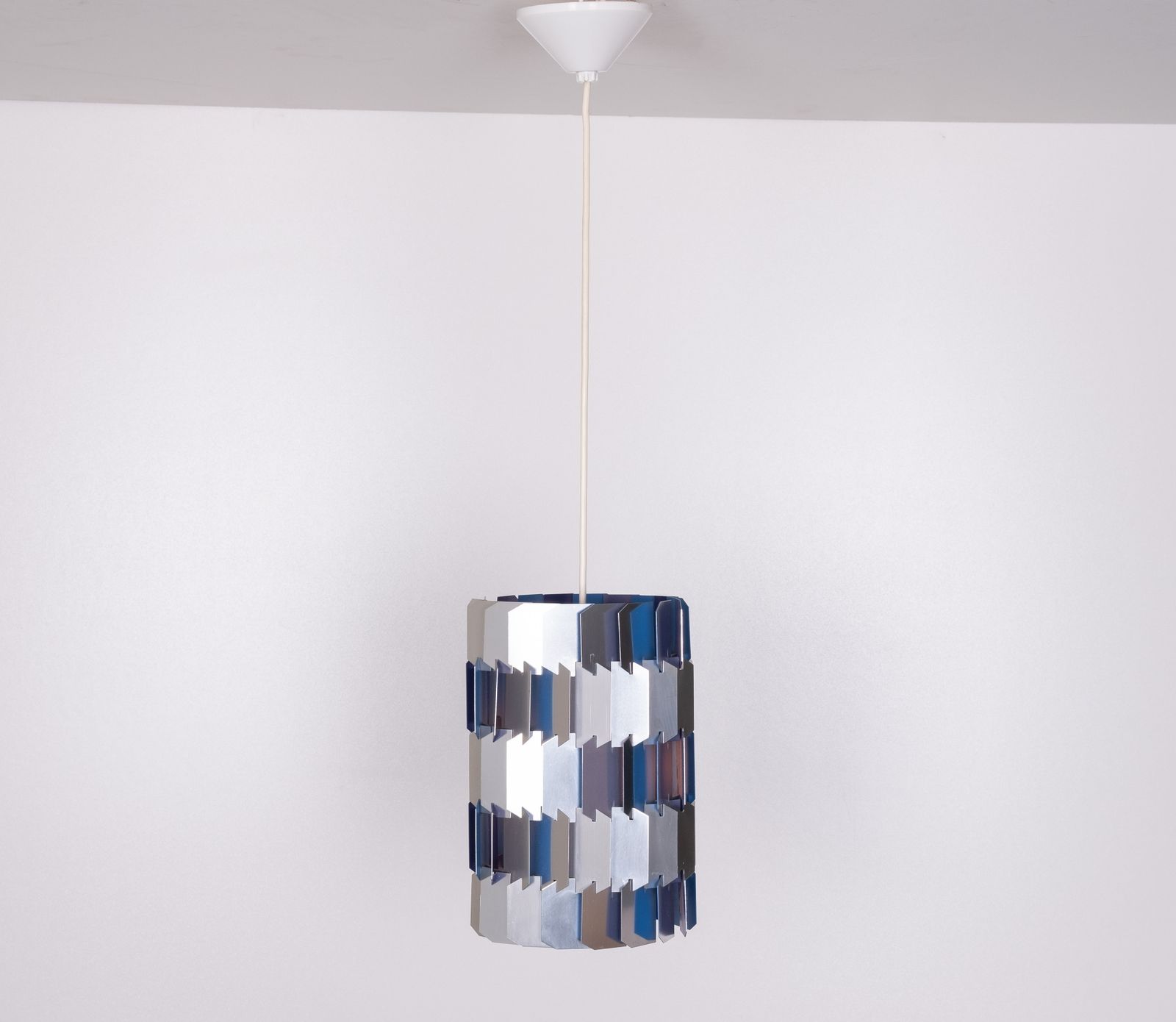 Silver & Blue Facet Pendant By Louis Weisdorf For Lyfa, 1960s Denmark photo 708.0