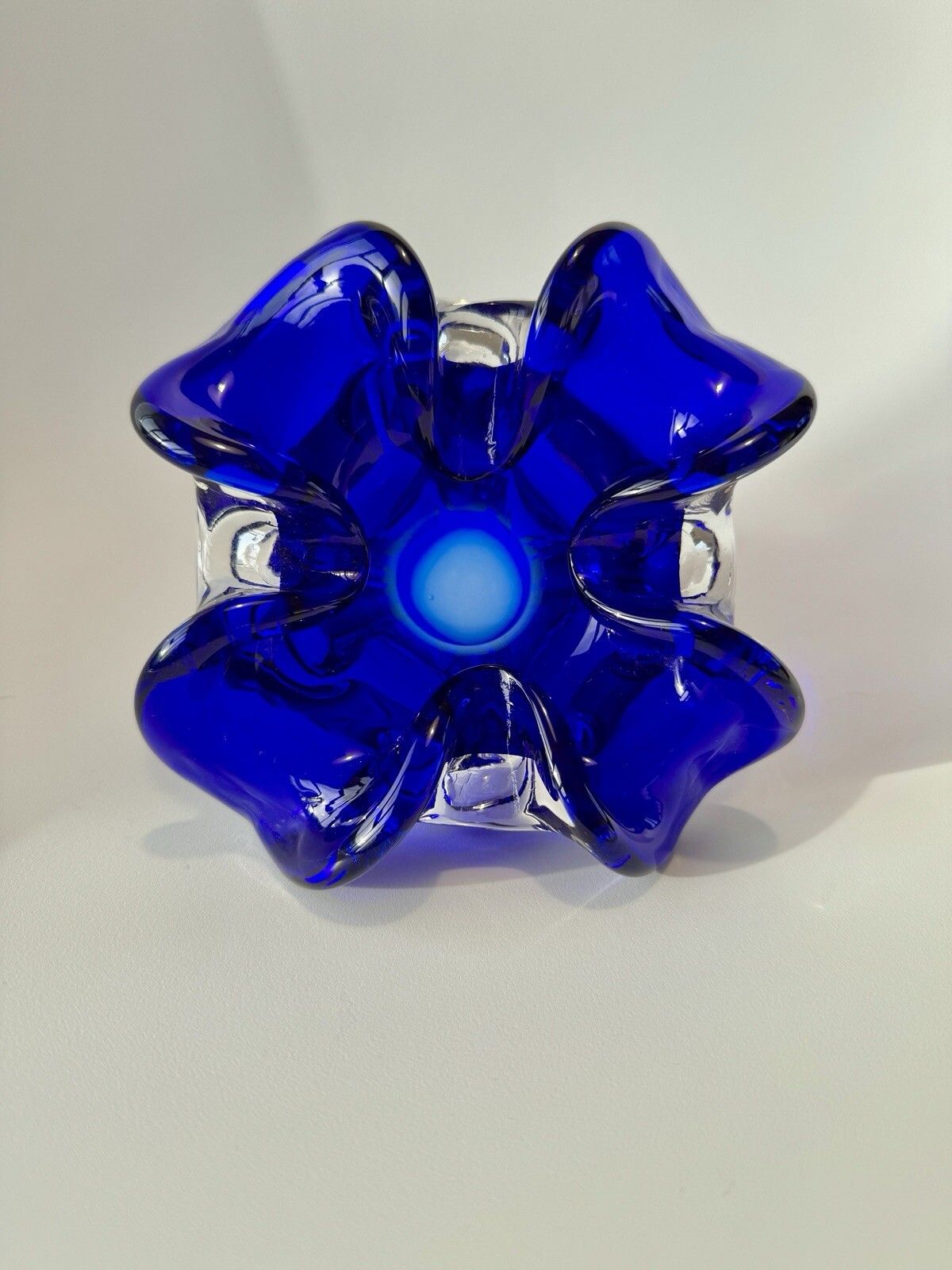 Hand Blown Blue Glass Bowl/Ashtray By Josef Hospodka Chřibská Borske Sklo photo Home Decor