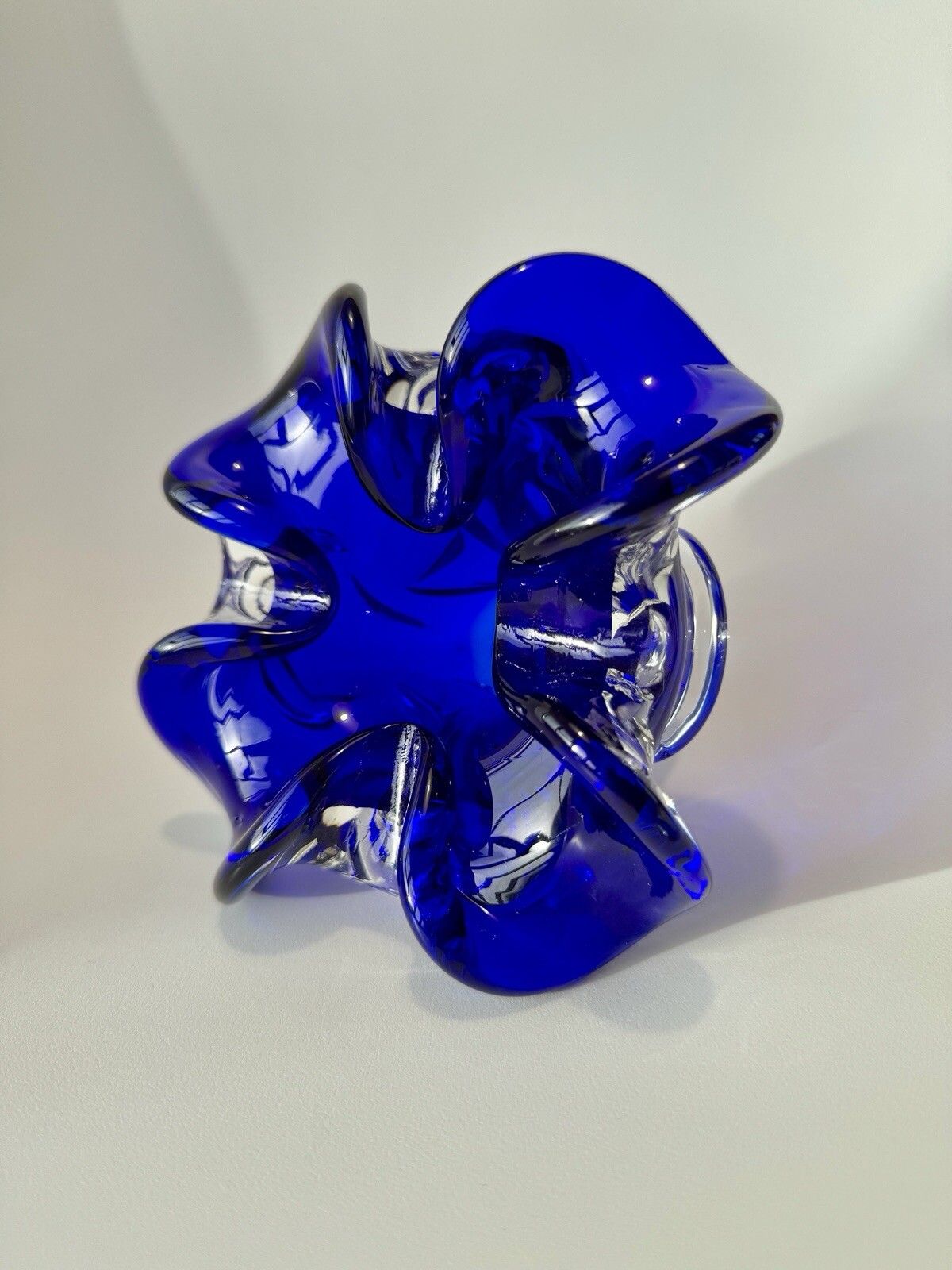 Hand Blown Blue Glass Bowl/Ashtray By Josef Hospodka Chřibská Borske Sklo photo 50.0