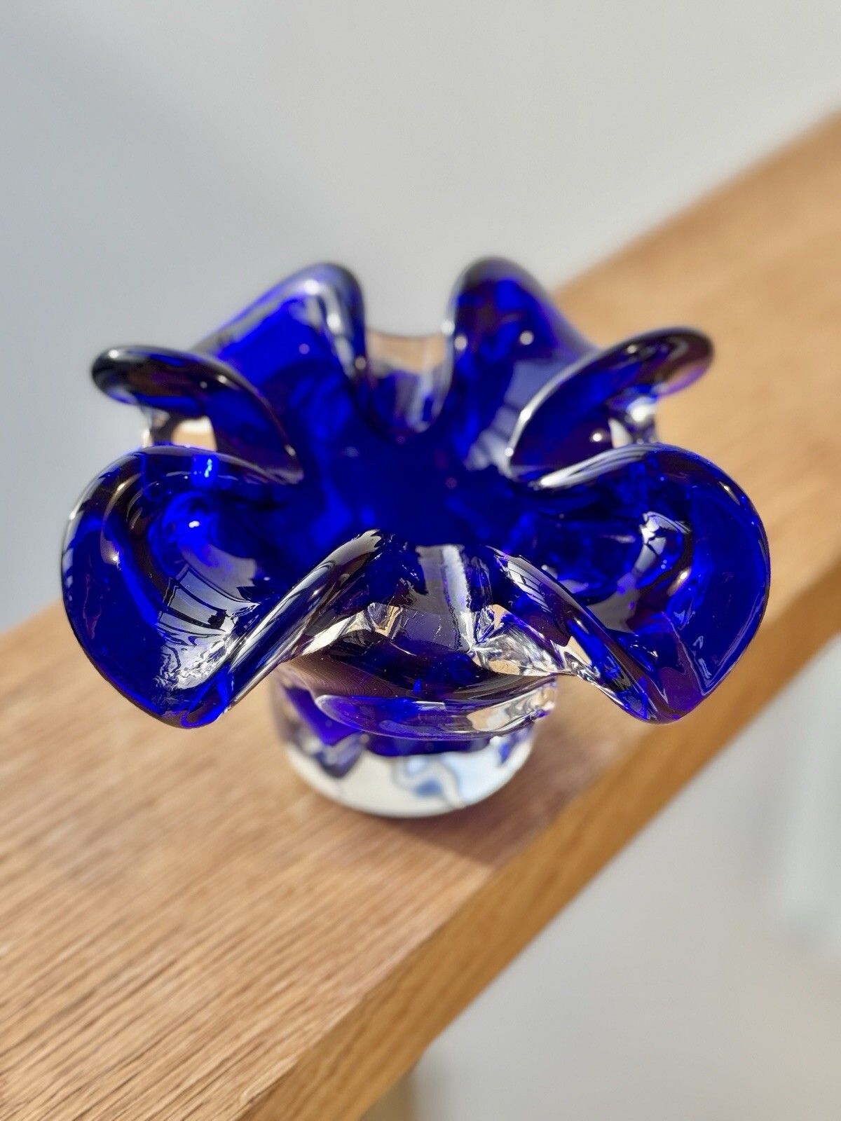 photo vintage Hand Blown Blue Glass Bowl/Ashtray By Josef Hospodka Chřibská Borske Sklo