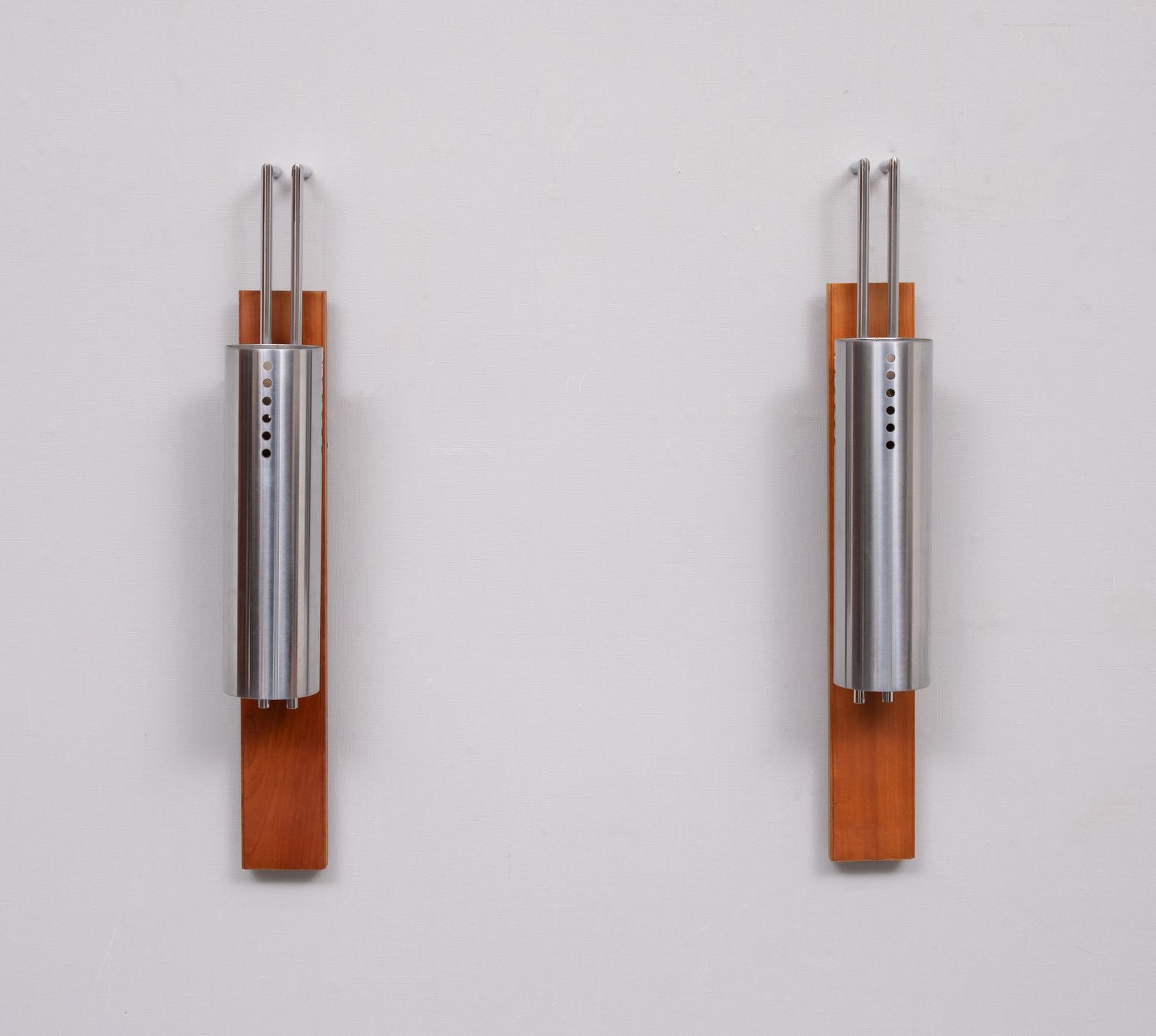 Vintage France Stainless Steel Tube Wall Lamps 1970s