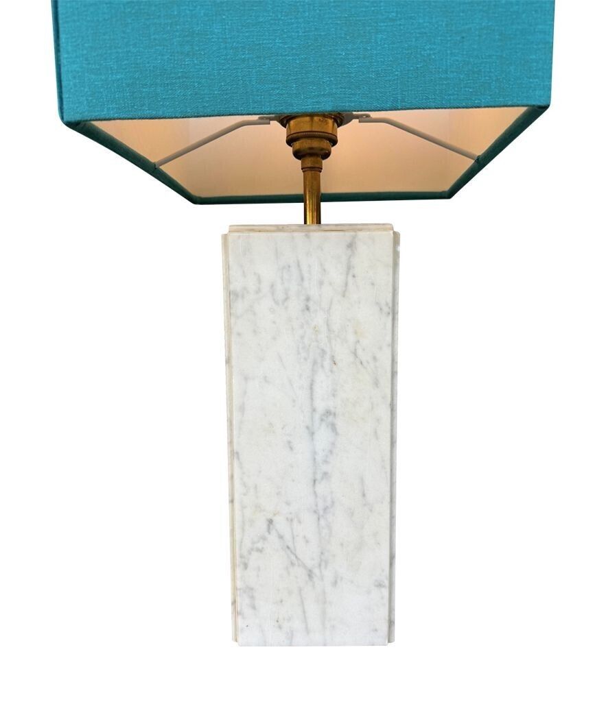 A Pair Of 1970s Belgian Carrera Marble Lamps By Porcelaine De Bruxelles photo buy