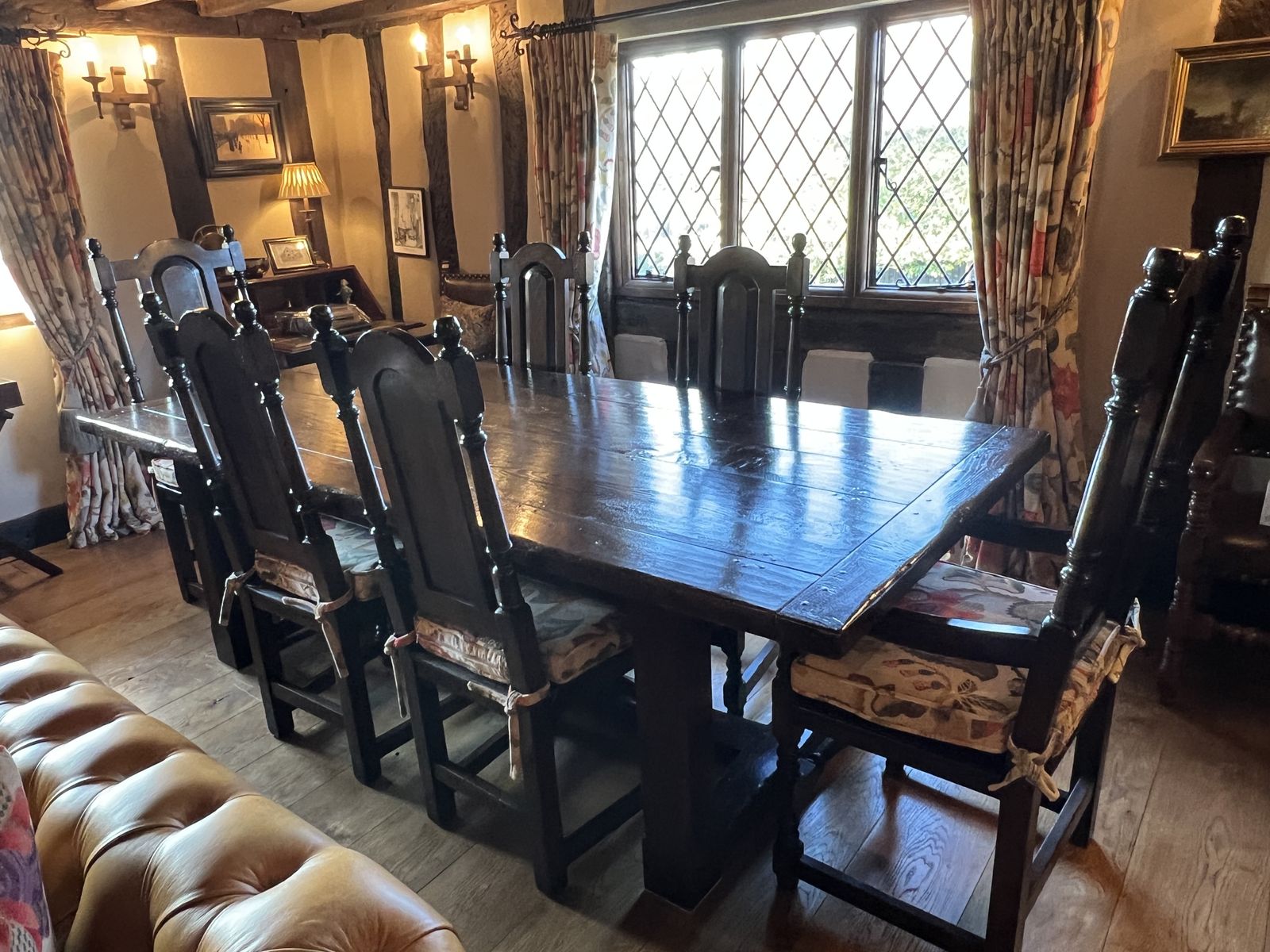 Reproduction English Oak Dining Table And Chairs photo furniture