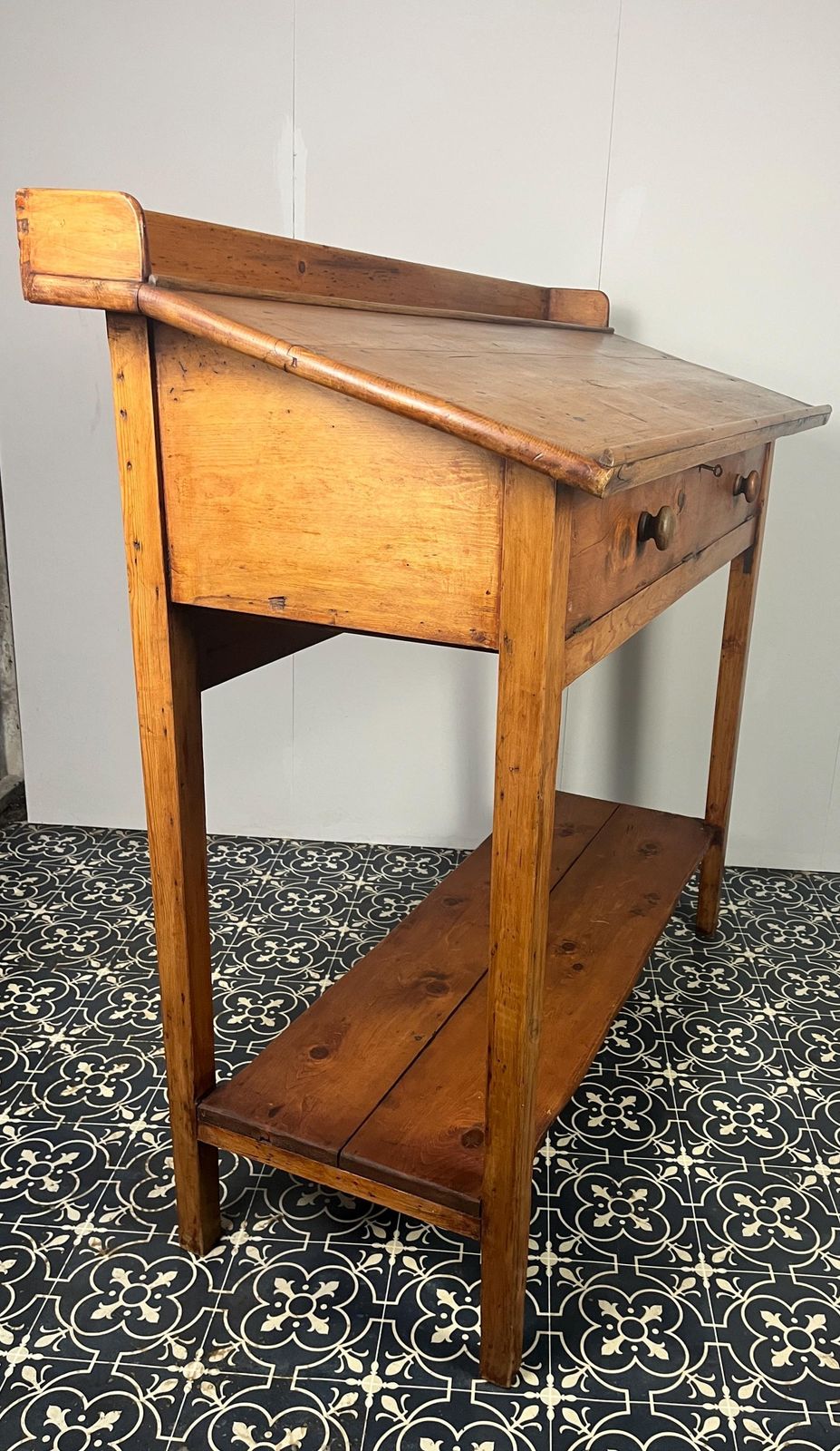 Edwardian Pitch Pine Clerk Desk, Office Furniture, Kitchen Cabinet, Sturdy Accessories, Book Stand, Architecture Storage, Antique Drawers photo 645.0