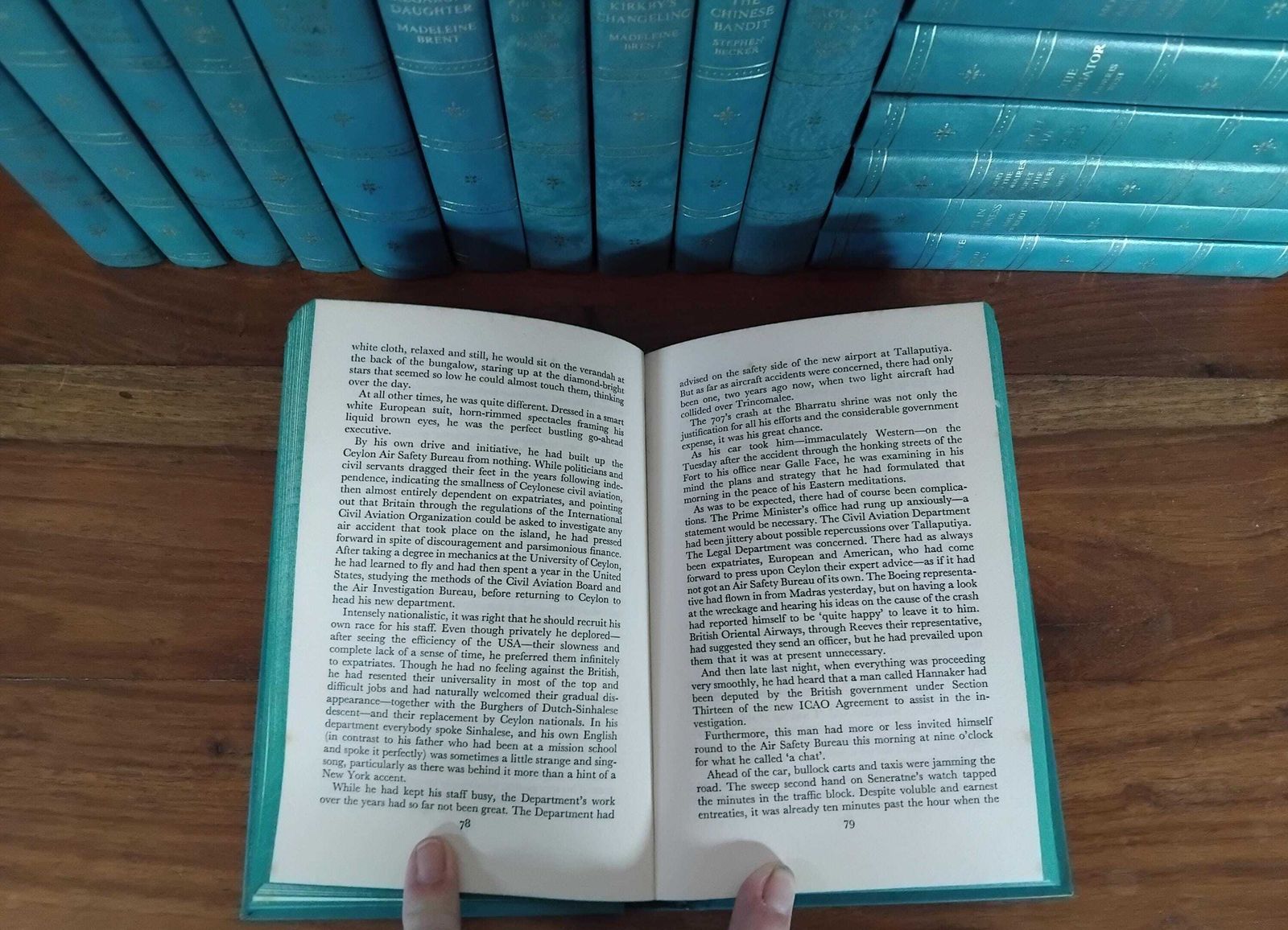 photo furniture A Wonderful Decorative Collection Of 16 Novels With Beautiful Turquoise Gilded Covers, Companion Book Club, 1970's