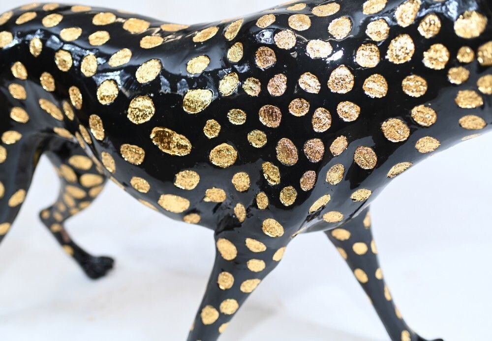 Bronze Black Panther Statue Art Deco Cat photo Art