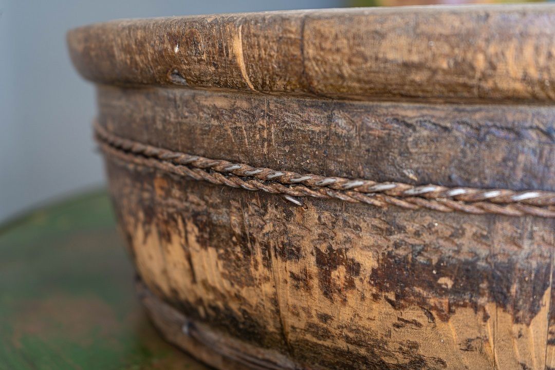 Wooden Vintage Indian Pot Or Bowl photo vintage