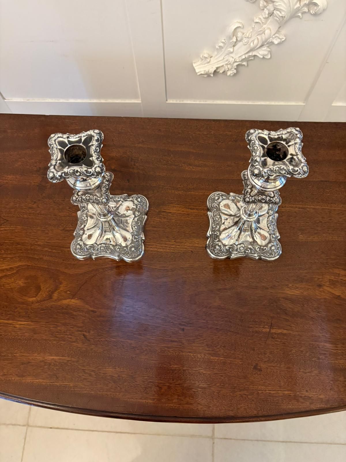 Pair Of Antique Quality Sheffield Silver Plated Candlesticks photo 695.0