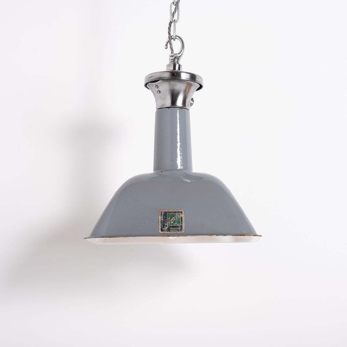 Vintage Industrial Benjamin Electric "Stock Bin" Rectangular Grey Enamel Pendant Lights photo vintage