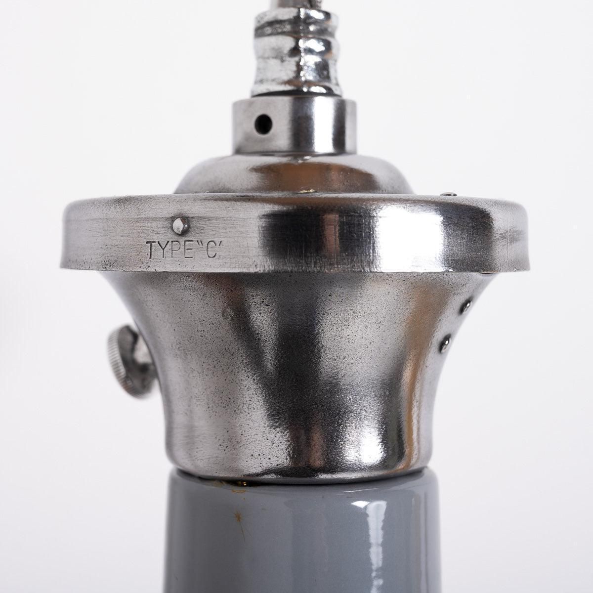 225.0 Vintage Industrial Benjamin Electric "Stock Bin" Rectangular Grey Enamel Pendant Lights photo