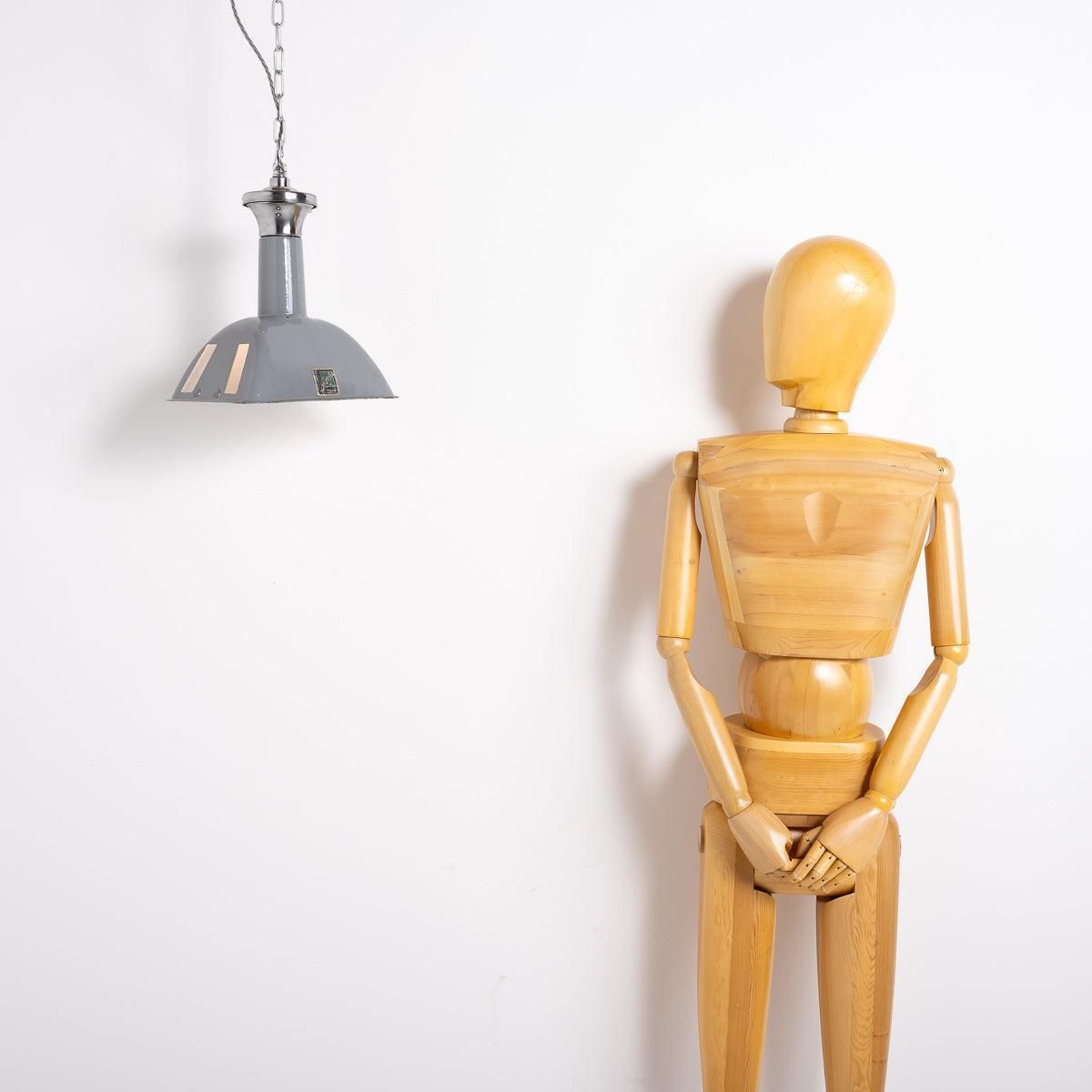 photo buy Vintage Industrial Benjamin Electric "Stock Bin" Rectangular Grey Enamel Pendant Lights