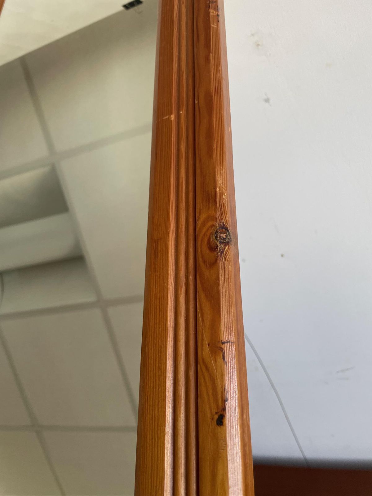 Large Chunky Arts And Crafts Rectangle Pine Mirror With Crossed Frame And Routed Detailing 80s photo 165.0