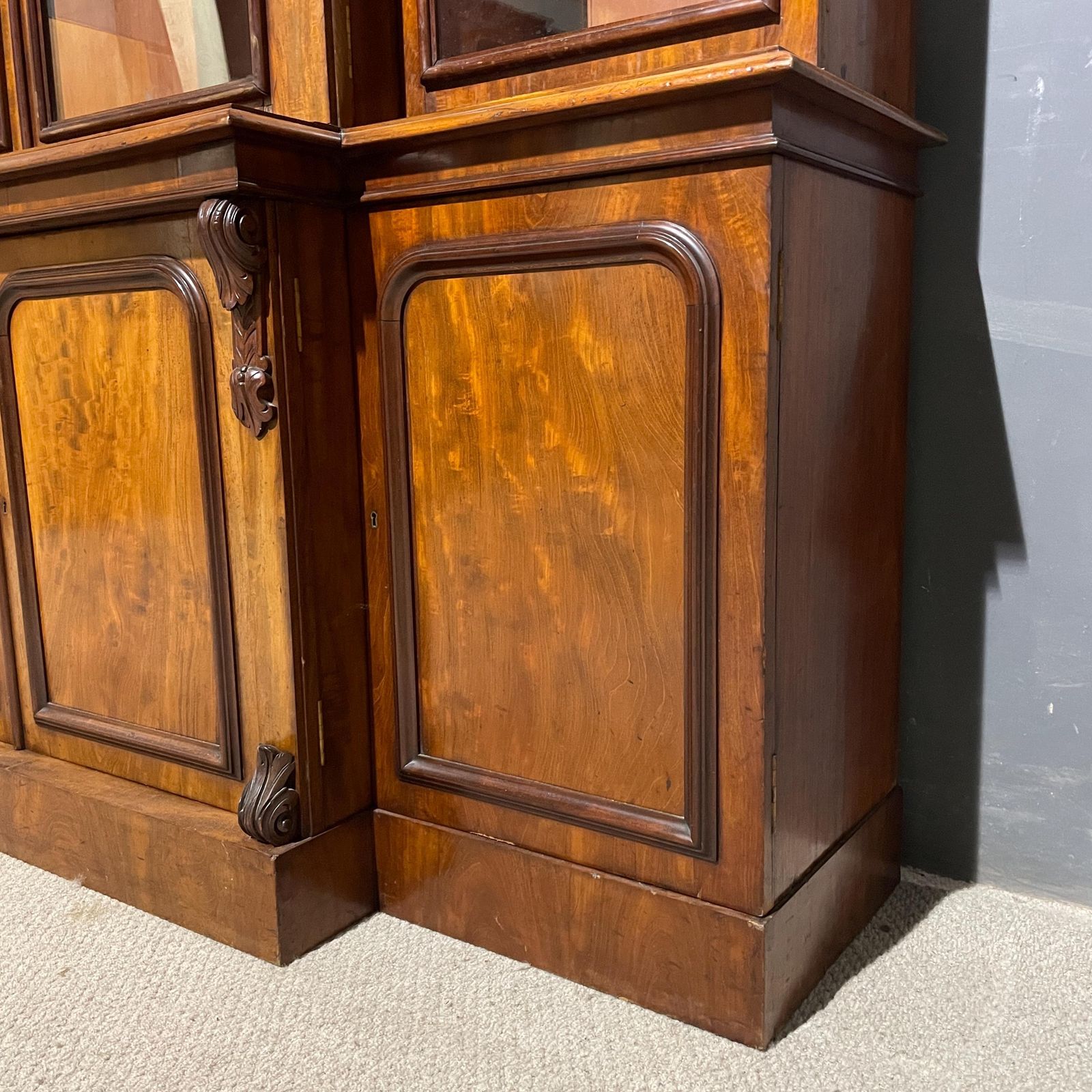Victorian Large 4 Door Glazed Mahogany Bookcase With Lower Storage Cupboards photo for sale