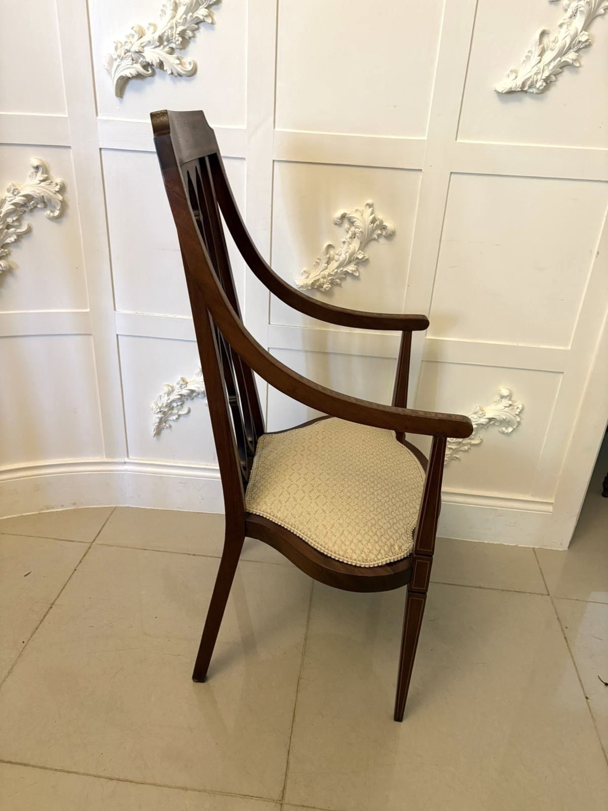 Unusual Antique 19th Century Inlaid Mahogany Armchair photo for sale