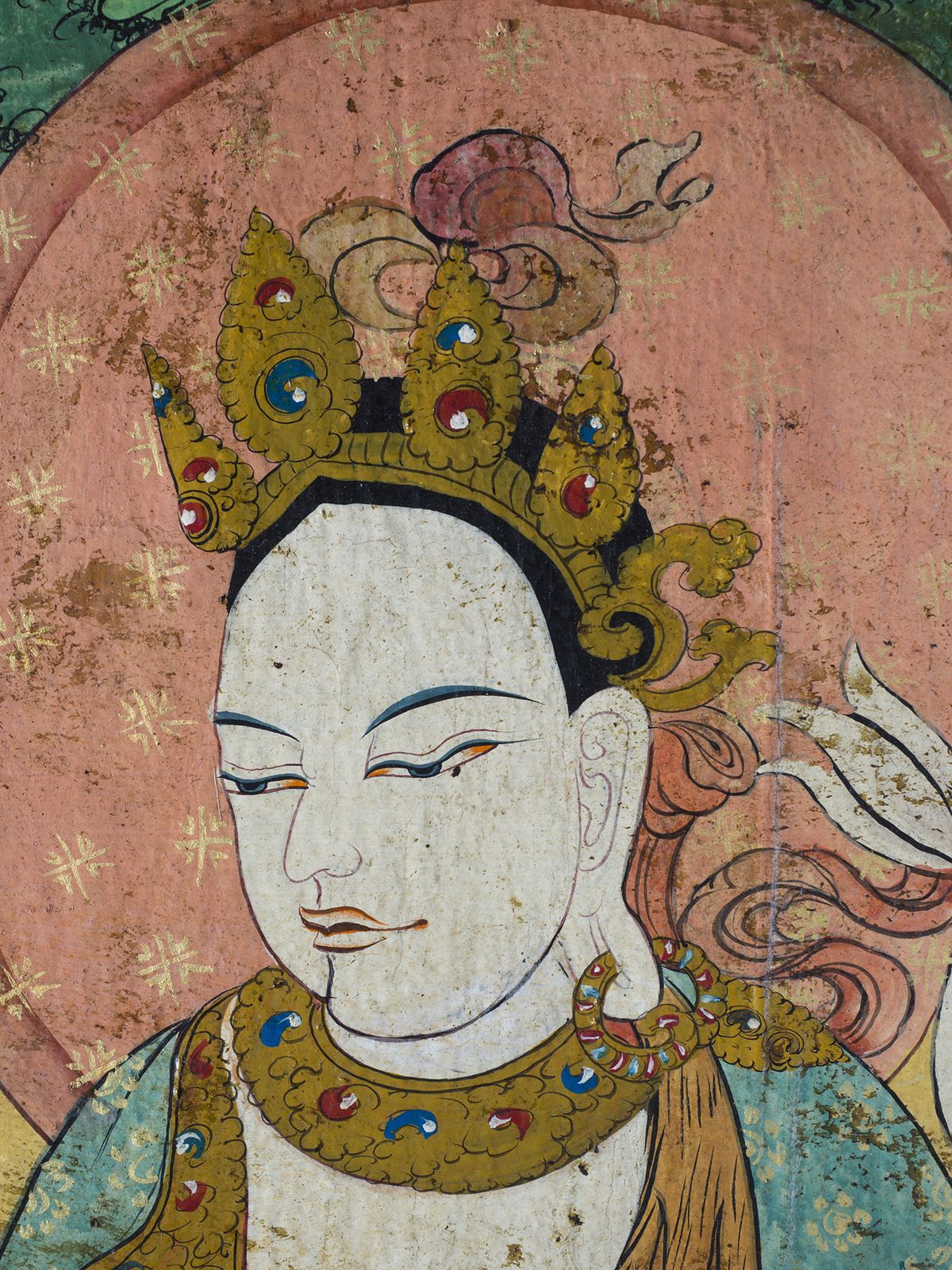 19th Century Tibetan White Tara Painting On Wood Panel photo buy