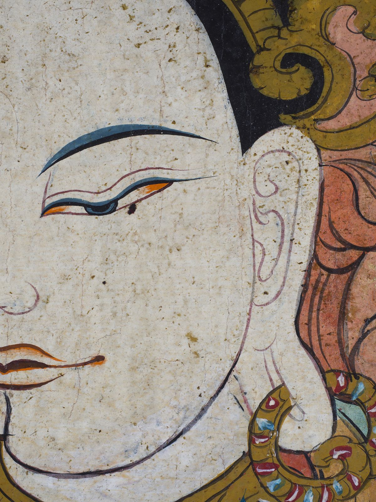 photo furniture 19th Century Tibetan White Tara Painting On Wood Panel