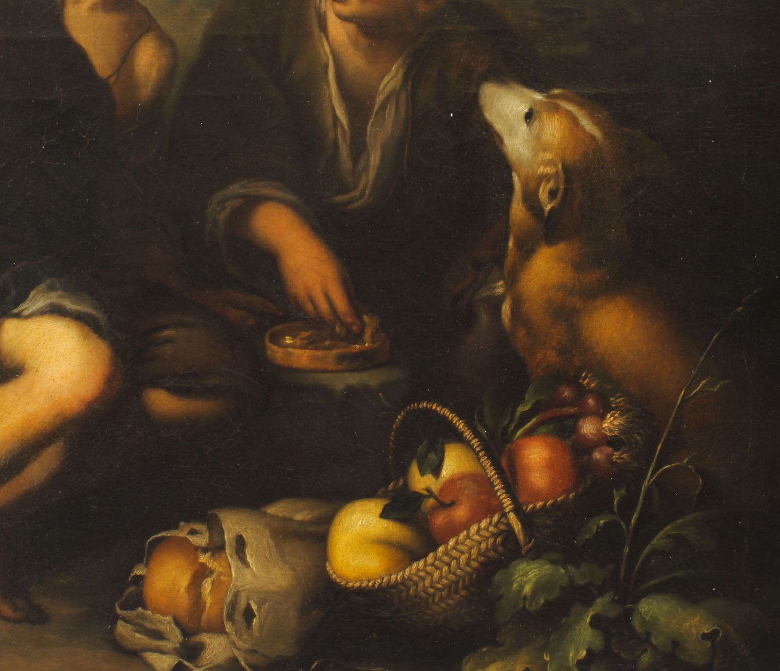 Antique Oil Painting Grape And Melon Eaters After Bartolome' Murillo  18th C photo vinterior