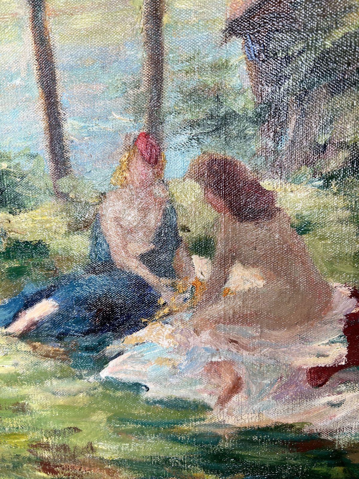 photo for sale Georges Binet   The Bathers, Oil On Canvas Landscape Painting