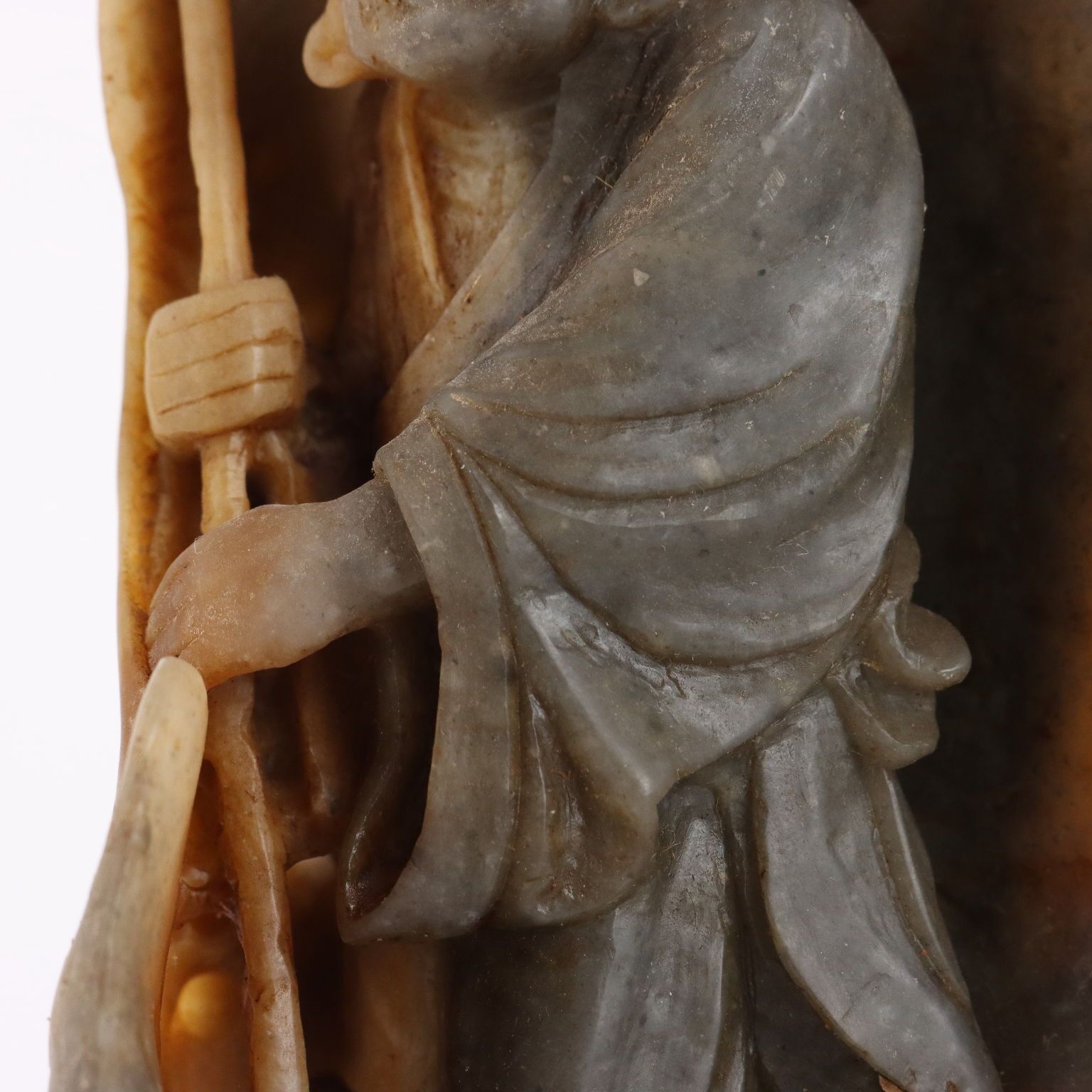 Antique Sculpture Lohan Soapstone Rock China XX Century photo Art
