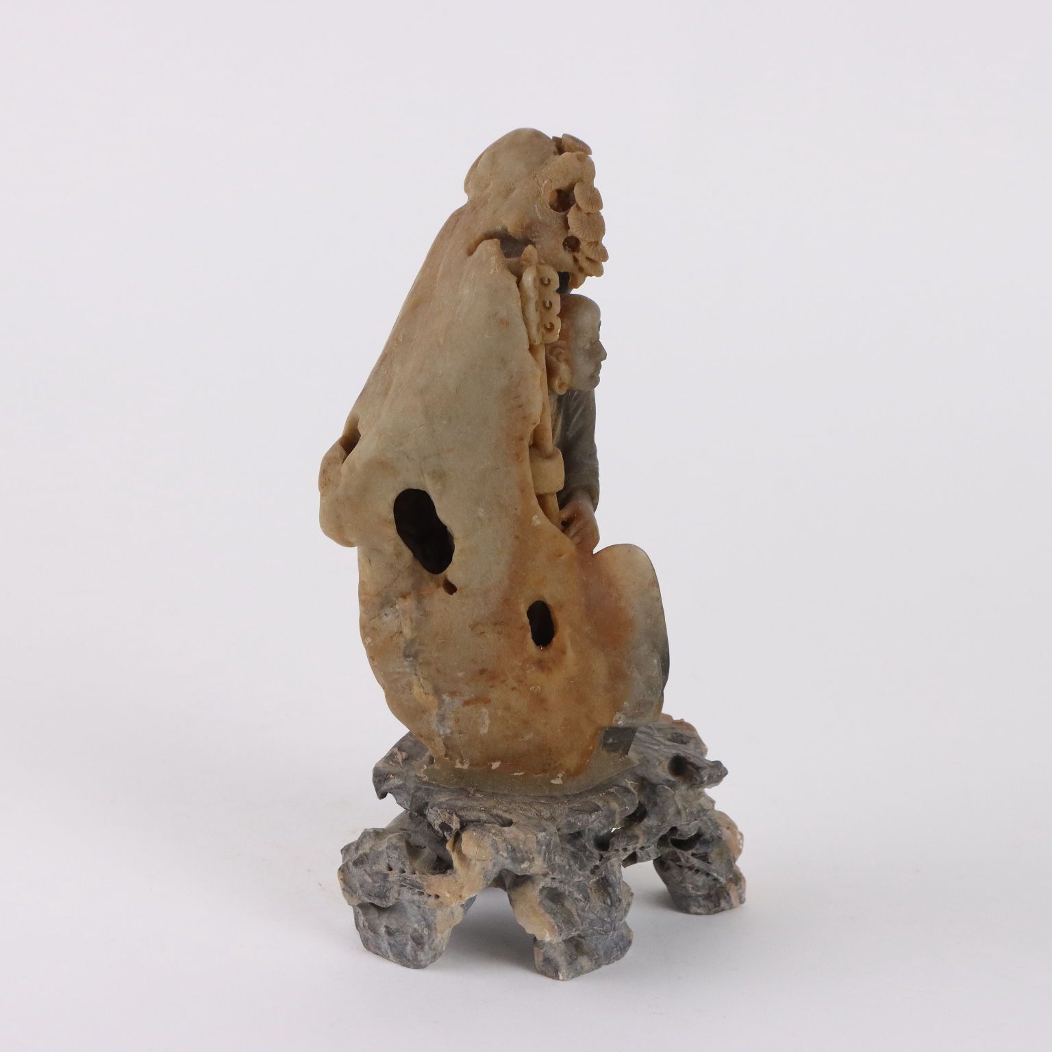 Antique Sculpture Lohan Soapstone Rock China XX Century photo vintage