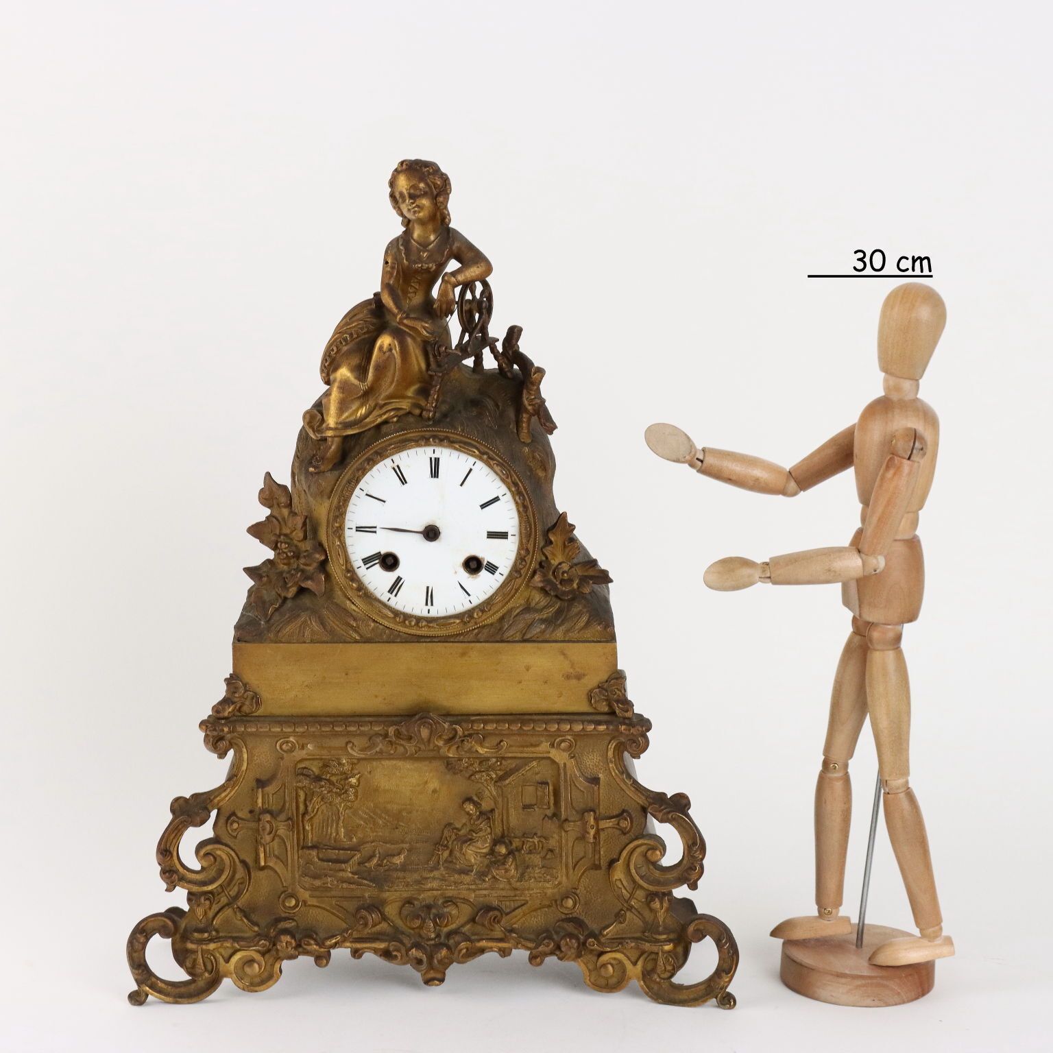 Antique Mantel Clock Gilded Bronze France Mid XIX Century photo furniture
