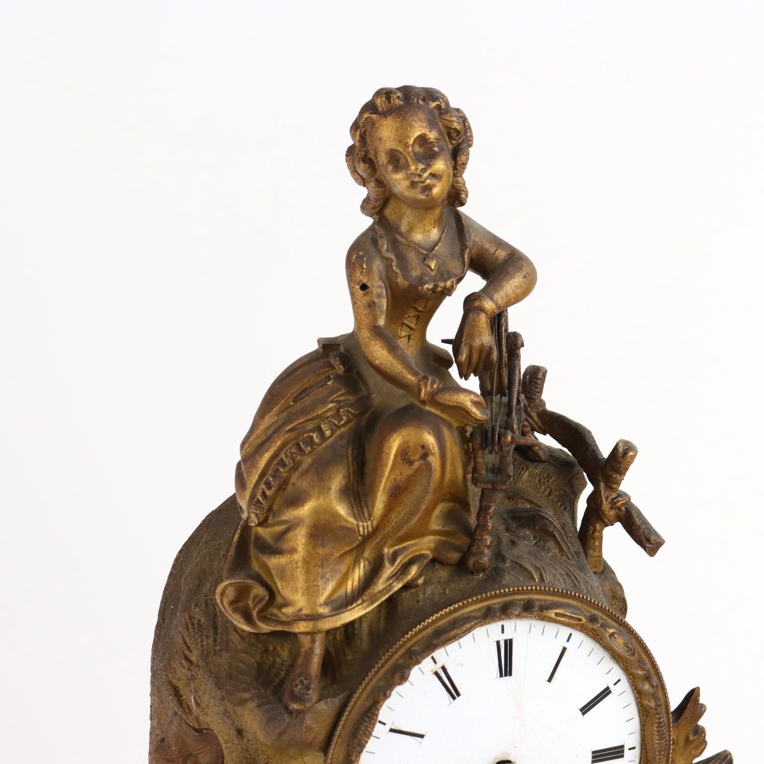 Antique Mantel Clock Gilded Bronze France Mid XIX Century photo for sale