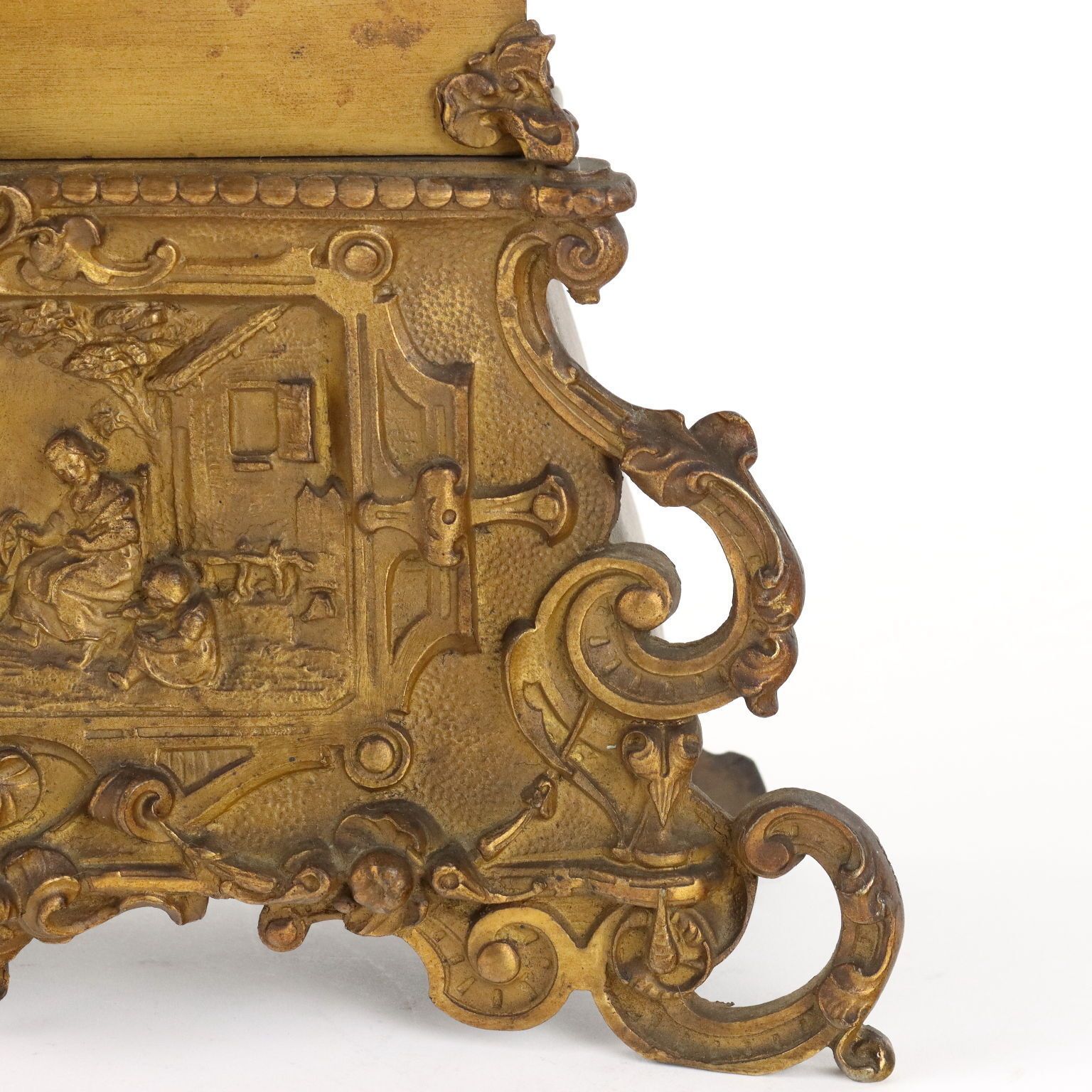 Antique Mantel Clock Gilded Bronze France Mid XIX Century photo vintage