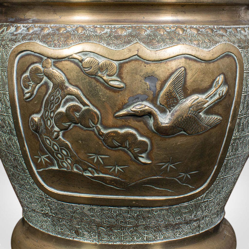 Antique Edo Period Decorative Planter, Japanese, Bronze, Jardiniere, Victorian photo vintage