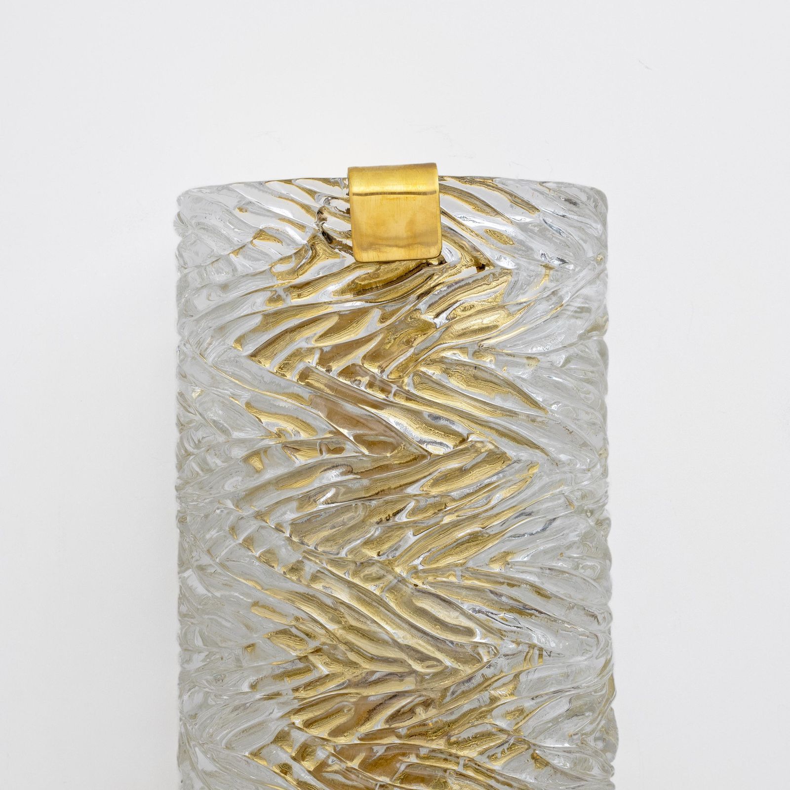Pair Of Modern Italian Brass And Murano Glass Textured Wall Sconces photo Lighting