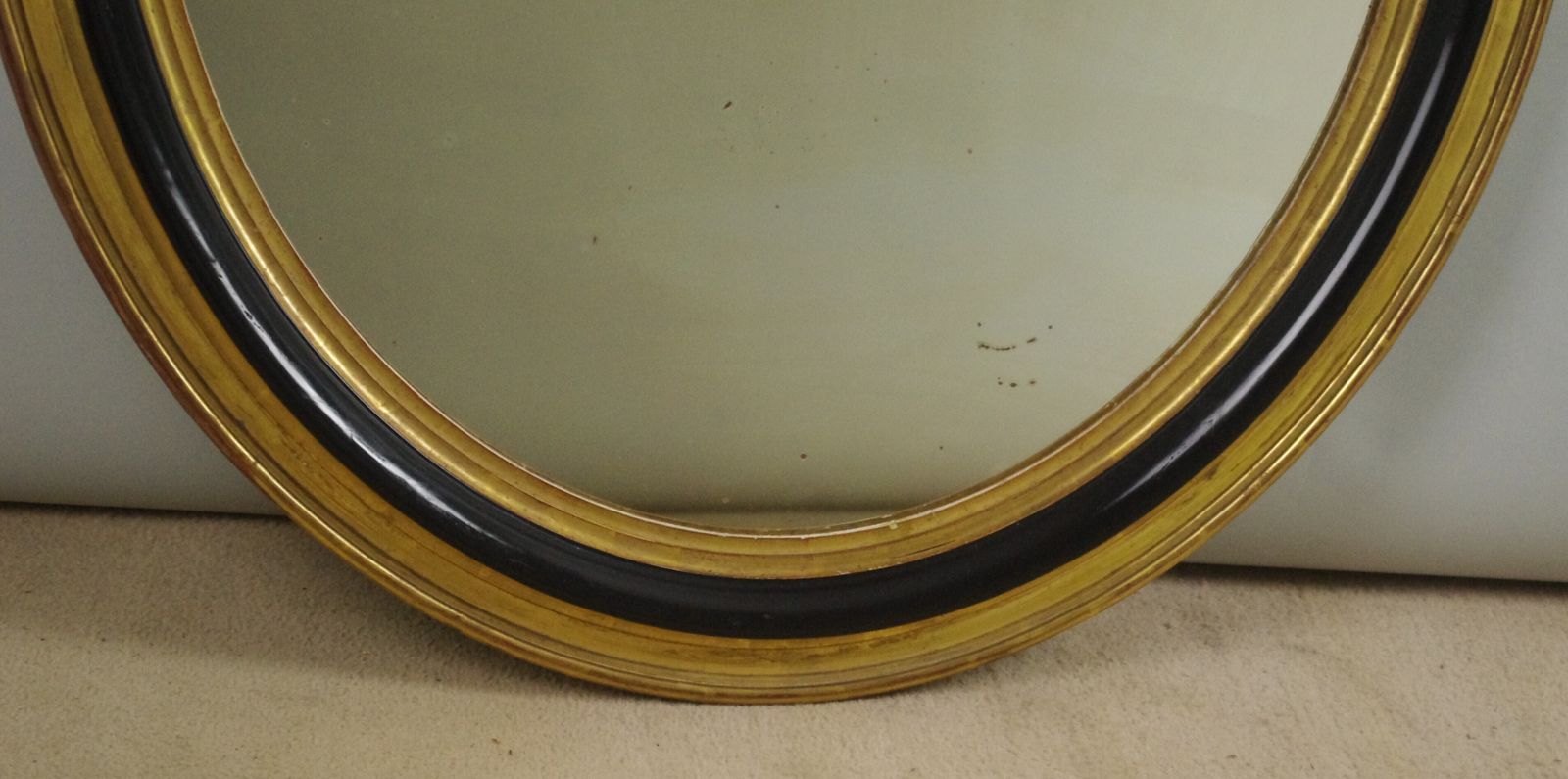 19th Century French Ebonised And Parcel Gilt Large Oval Wall Mirror photo buy