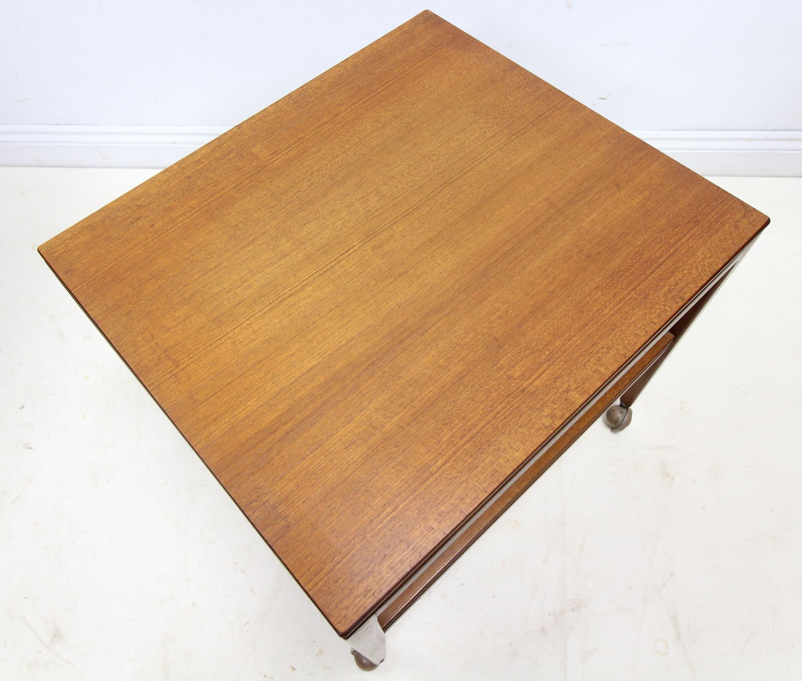 Mid Century Danish Style 2 Tier Teak Side Table On Castors photo 245.0