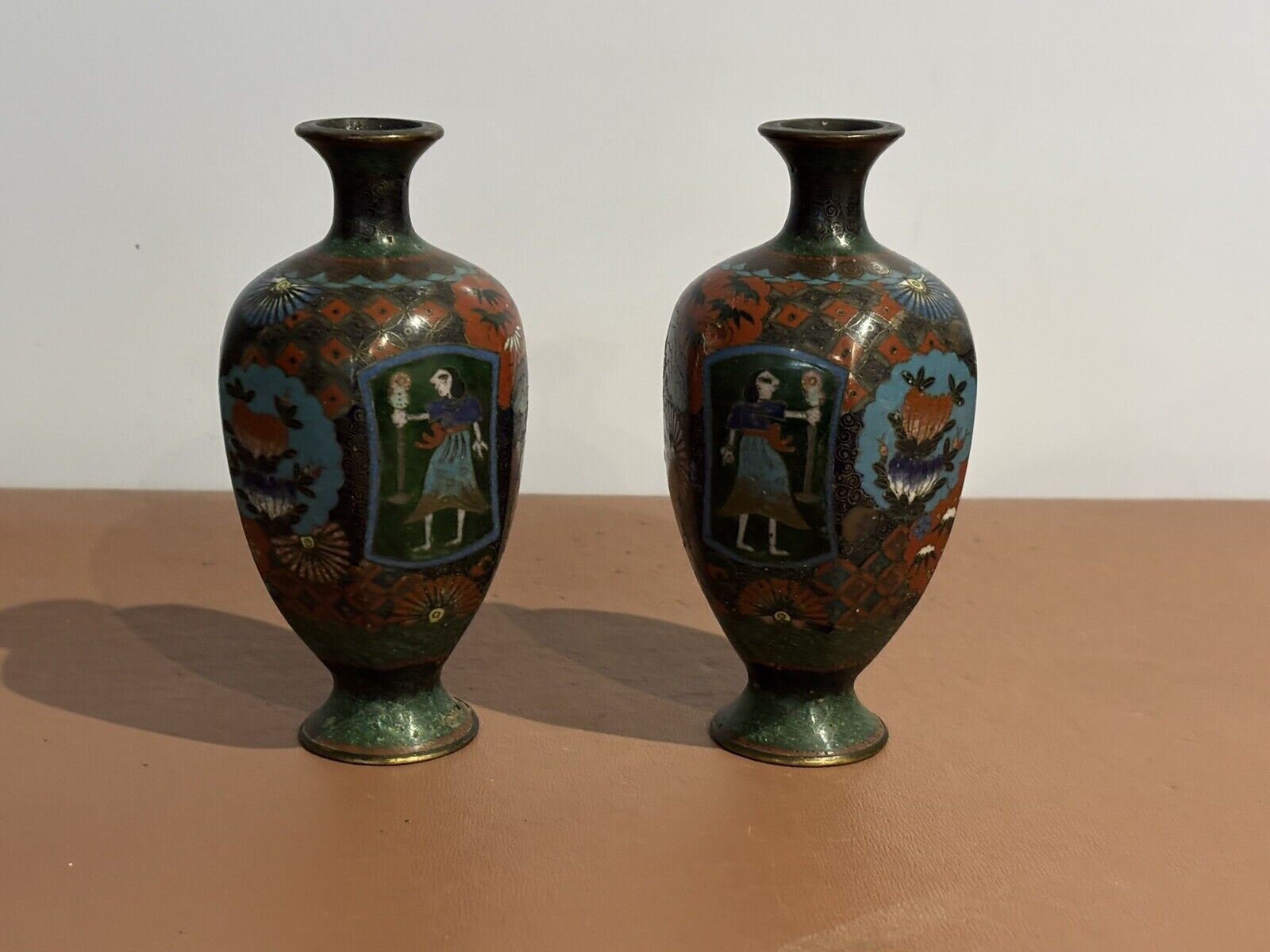 Antique Cloisonné Vases. Good Quality And Highly Decorated. photo furniture