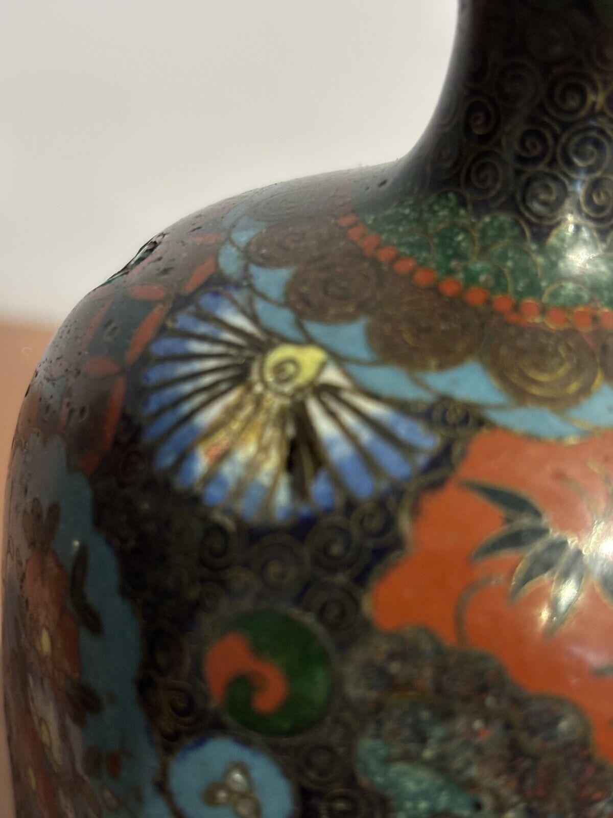 Antique Cloisonné Vases. Good Quality And Highly Decorated. photo Home Decor
