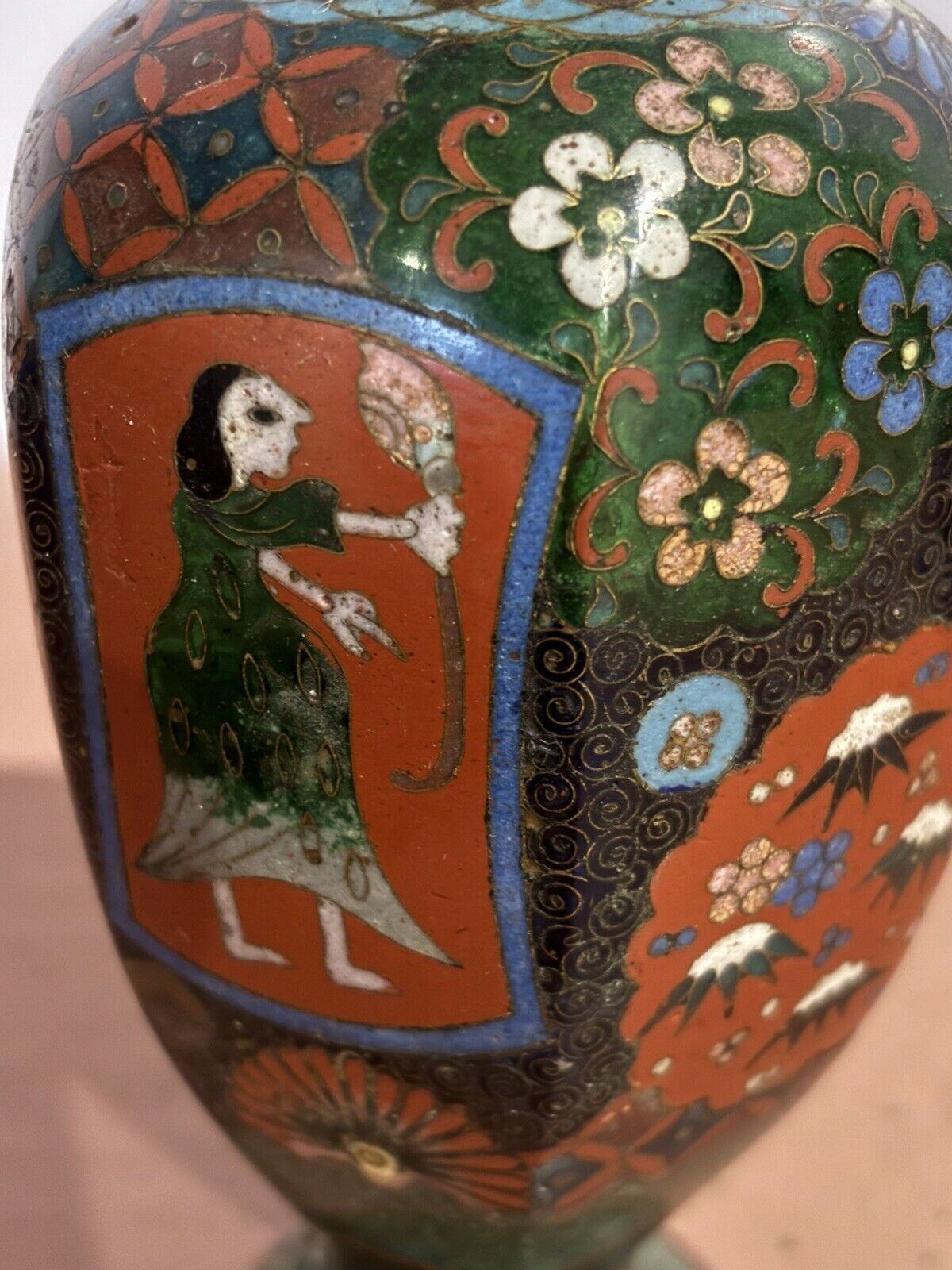 photo furniture Antique Cloisonné Vases. Good Quality And Highly Decorated.