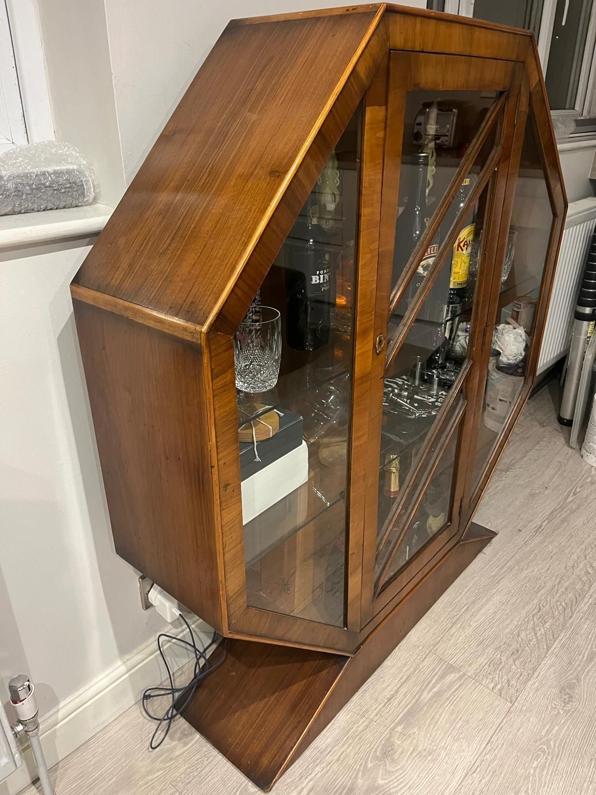 Art Deco Furniture Octagonal Drinks Cabinet (With Key) Walnut Rrp £2250 photo 500.0