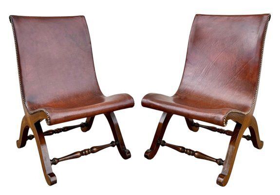 Spanish Oak Side Chairs By Pierre Lottier For Valenti, 1950s, Set Of 2