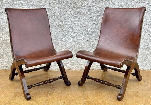 Spanish Oak Side Chairs By Pierre Lottier For Valenti, 1950s, Set Of 2 photo furniture