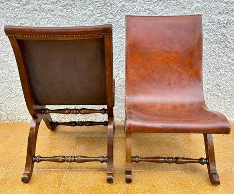 Furniture Spanish Oak Side Chairs By Pierre Lottier For Valenti, 1950s, Set Of 2 photo