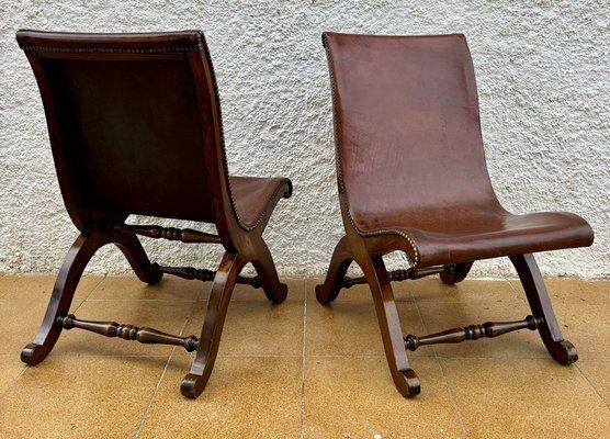 4018.0 Spanish Oak Side Chairs By Pierre Lottier For Valenti, 1950s, Set Of 2 photo