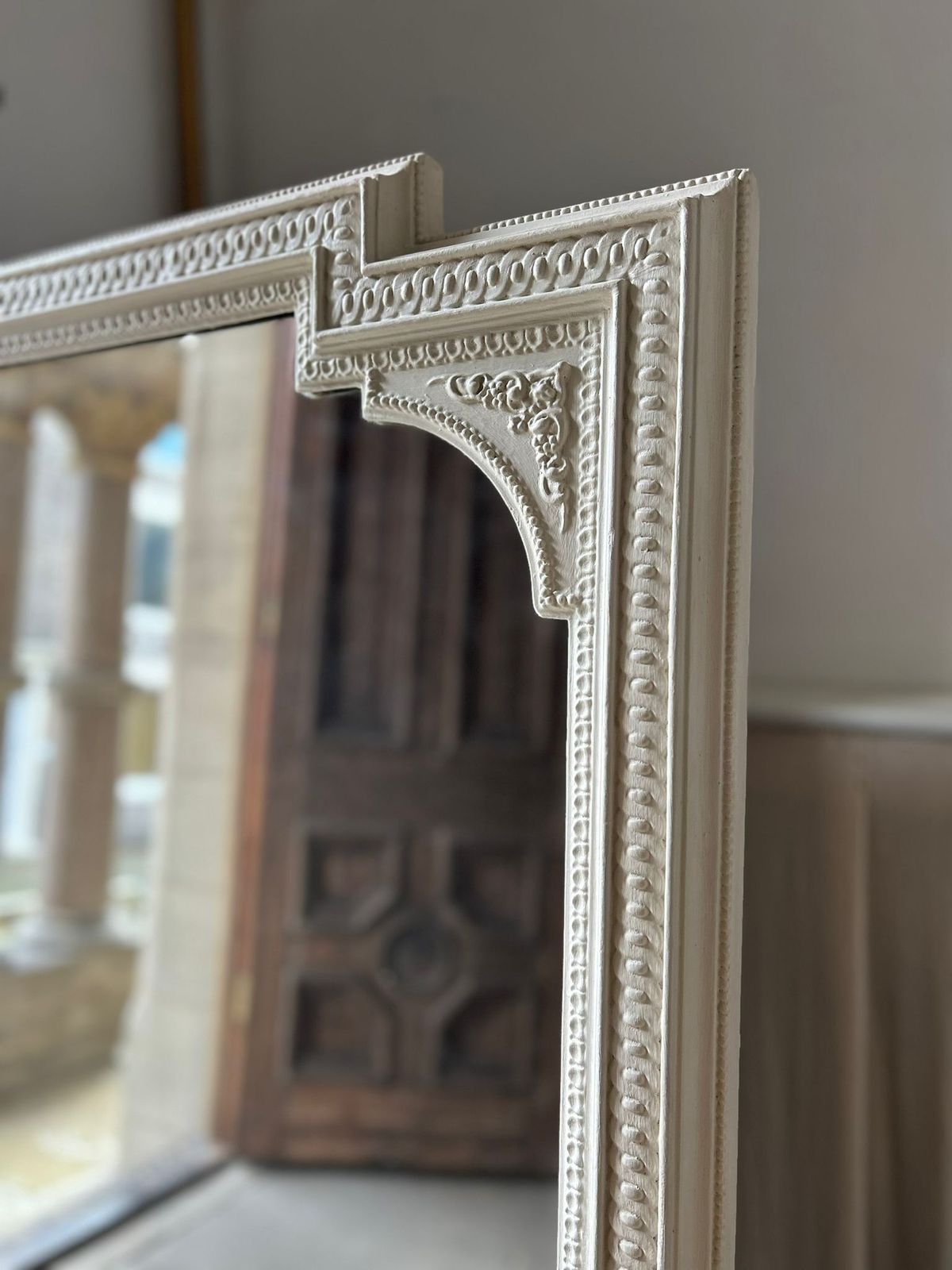 Large 19thc Painted Overmantel Mirror With Original Mercury Plate photo for sale