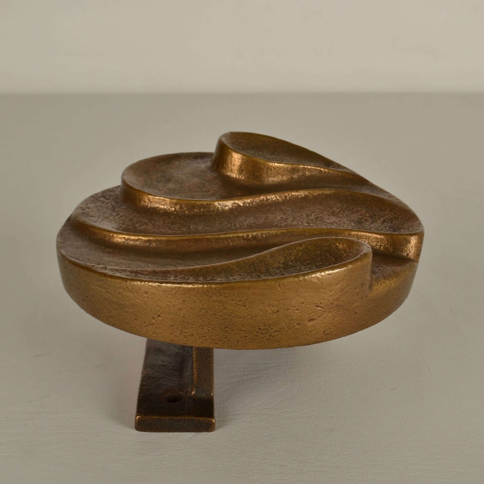 Round Push And Pull Door Handle In Bronze With Curvaceous Relief photo vintage