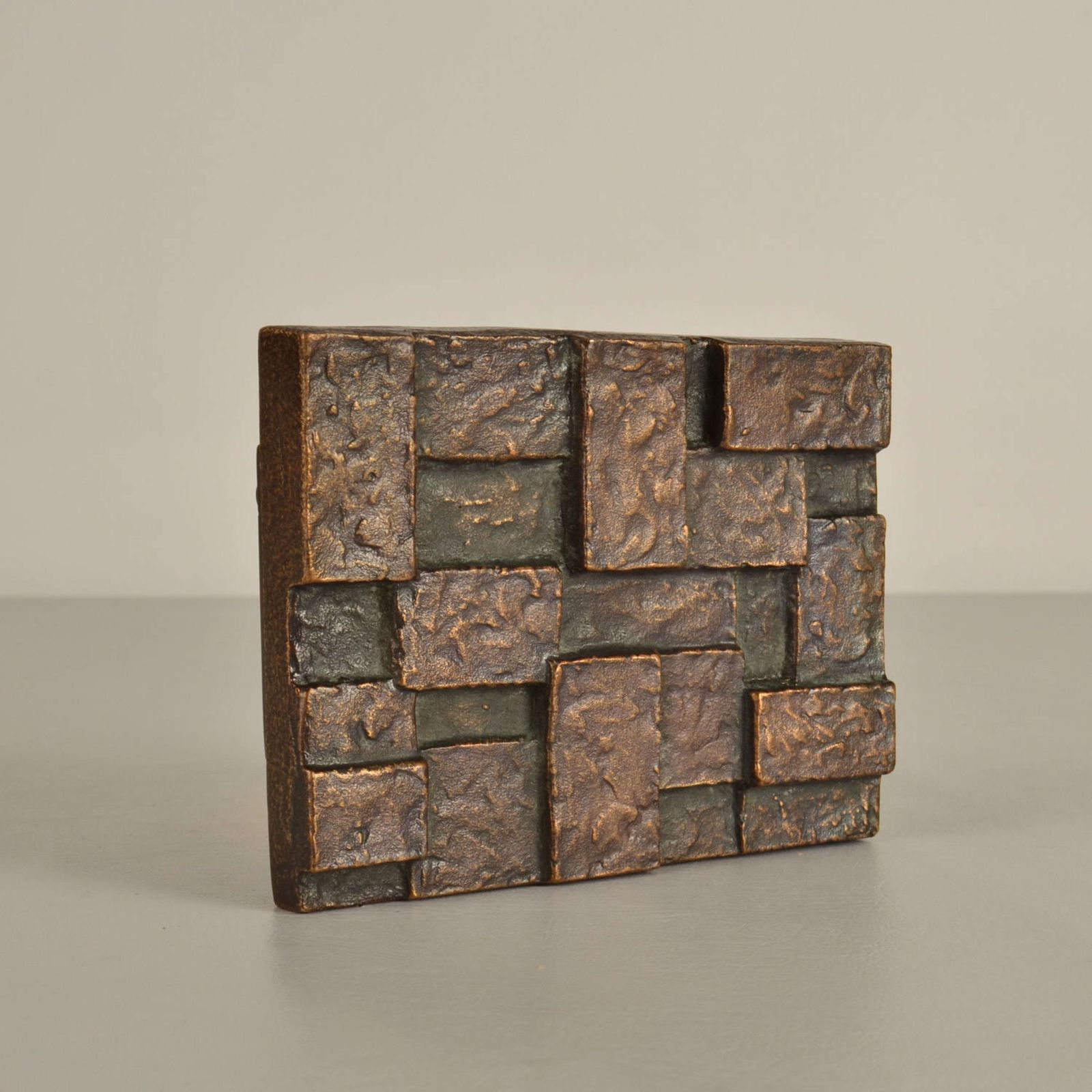 Architectural Push And Pull Door Handle In Bronze With Cubist Relief photo Home Fixtures
