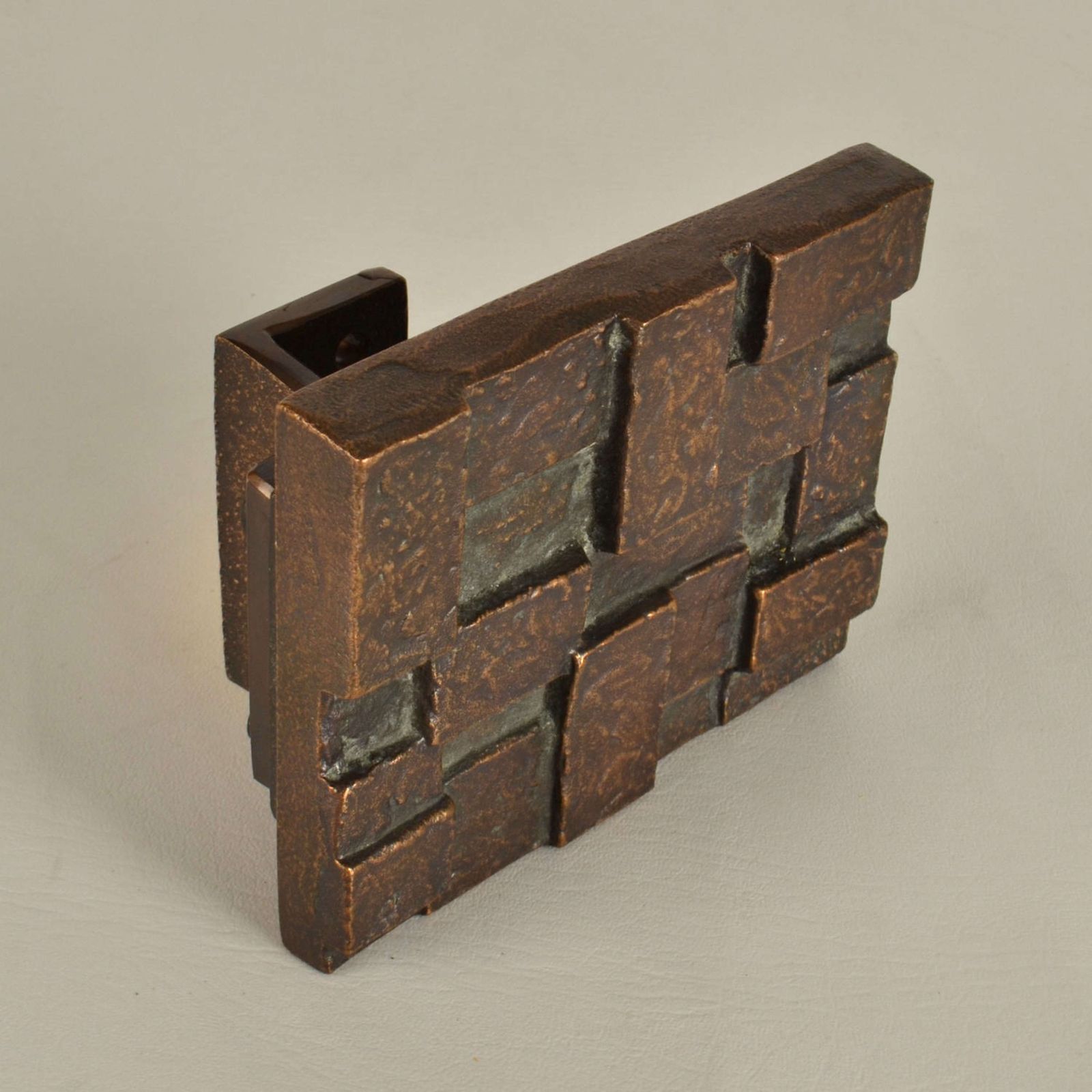 Architectural Push And Pull Door Handle In Bronze With Cubist Relief photo 850.0