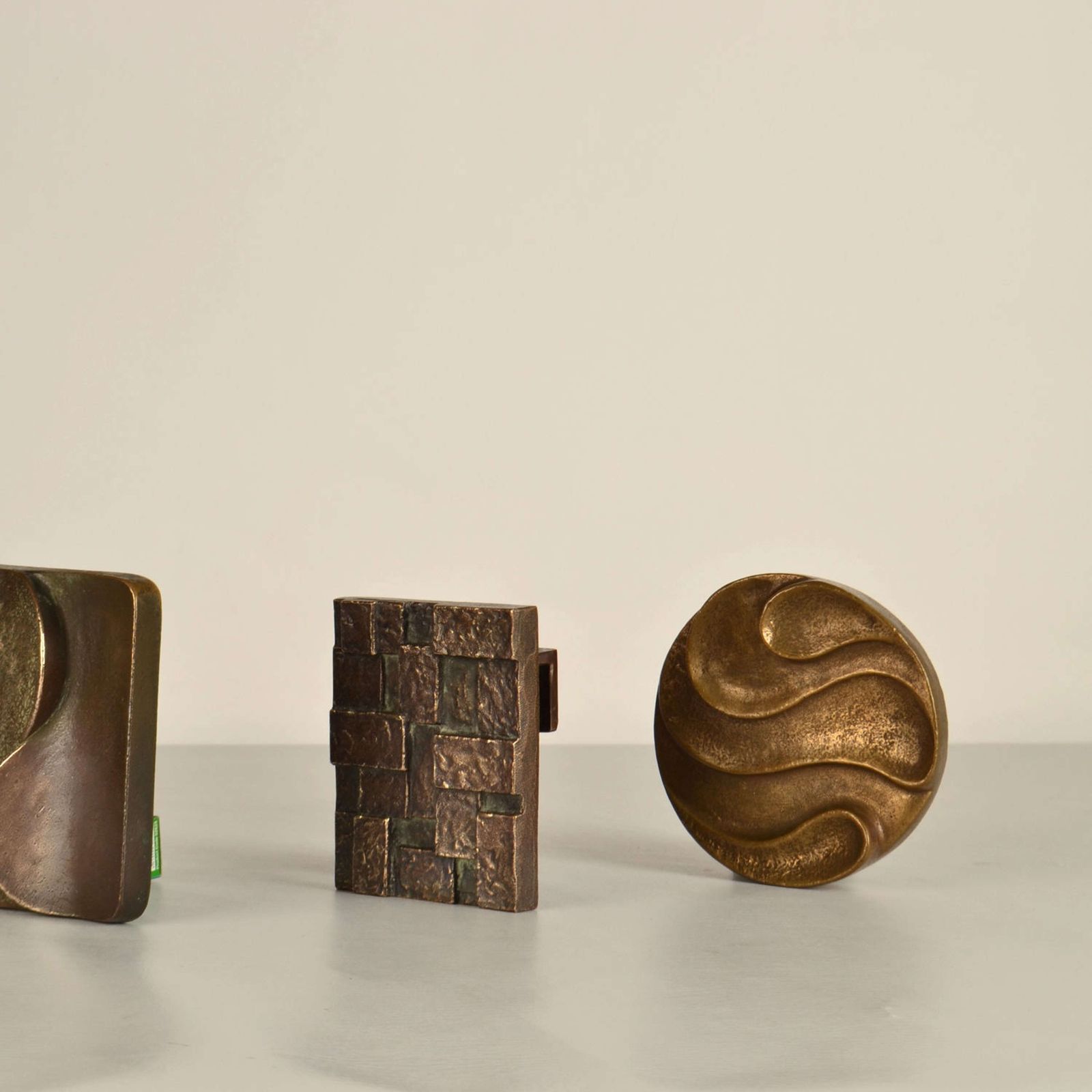 Architectural Push And Pull Door Handle In Bronze With Cubist Relief photo buy