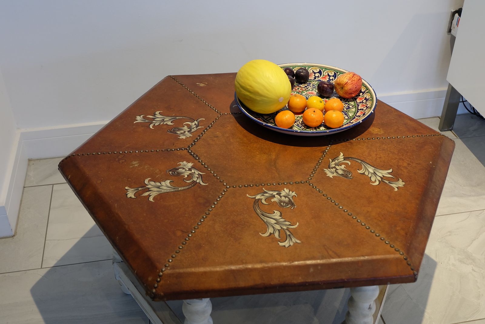 Stunning Vintage Spanish Leather Table