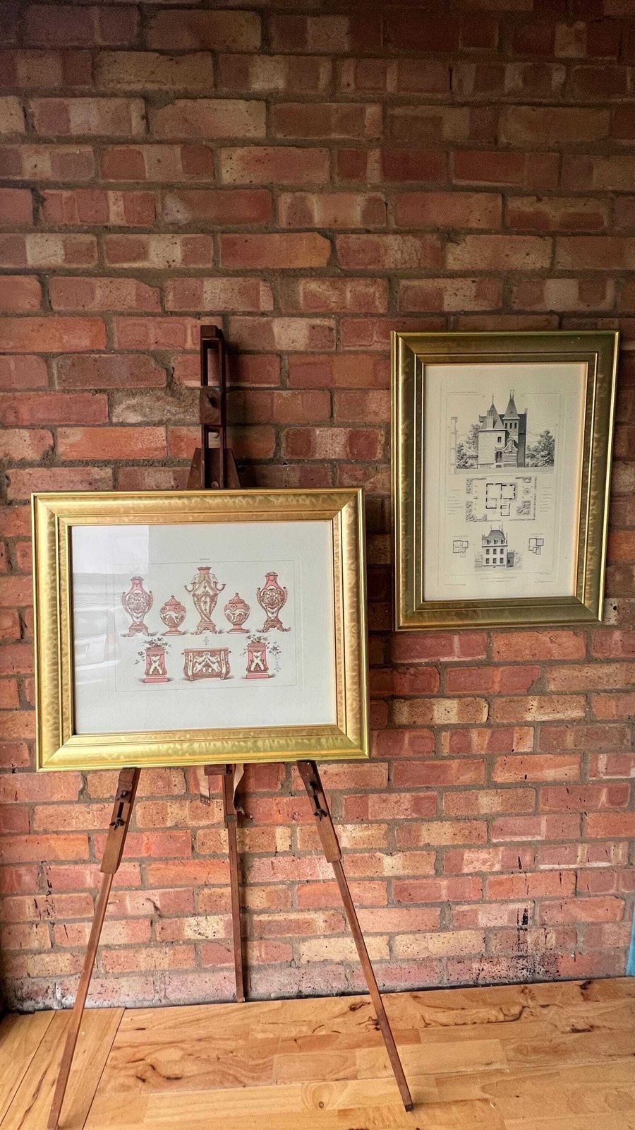 Set Of Two Framed Late 20th Century Egyptian Style Paintings On Papyrus photo vintage