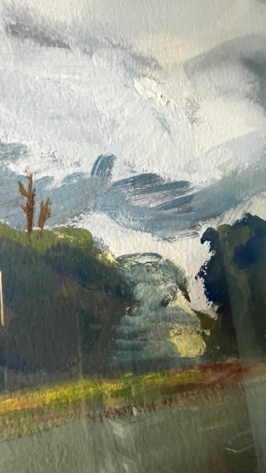 Large Late 20th Century Acrylic Landscape Painting In Solid Wood Frame photo for sale