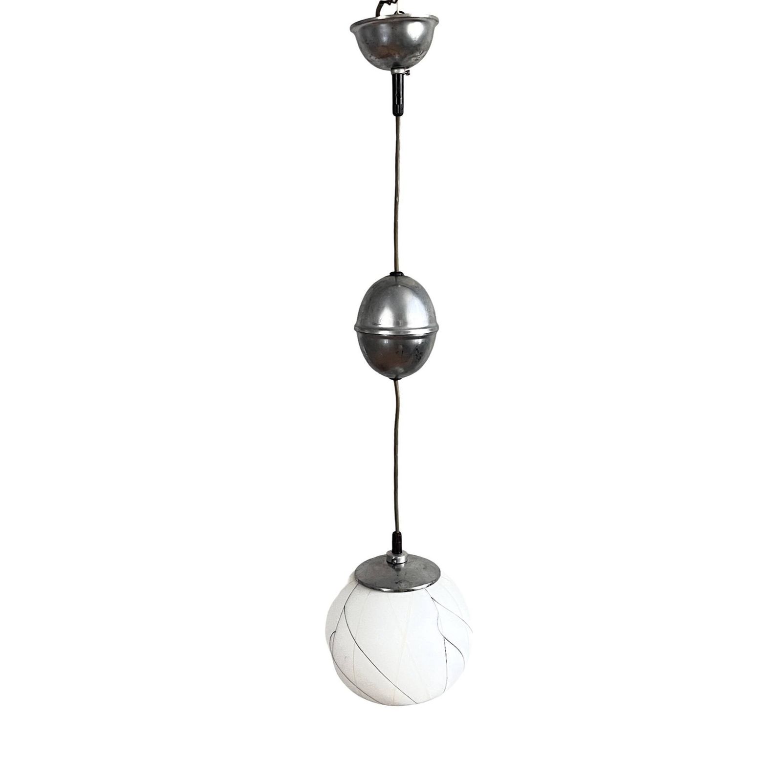 141.0 Pendant Lamp, Chrome, New Look, Elektroinstala Děčín, Czechoslovakia, 1950s. photo